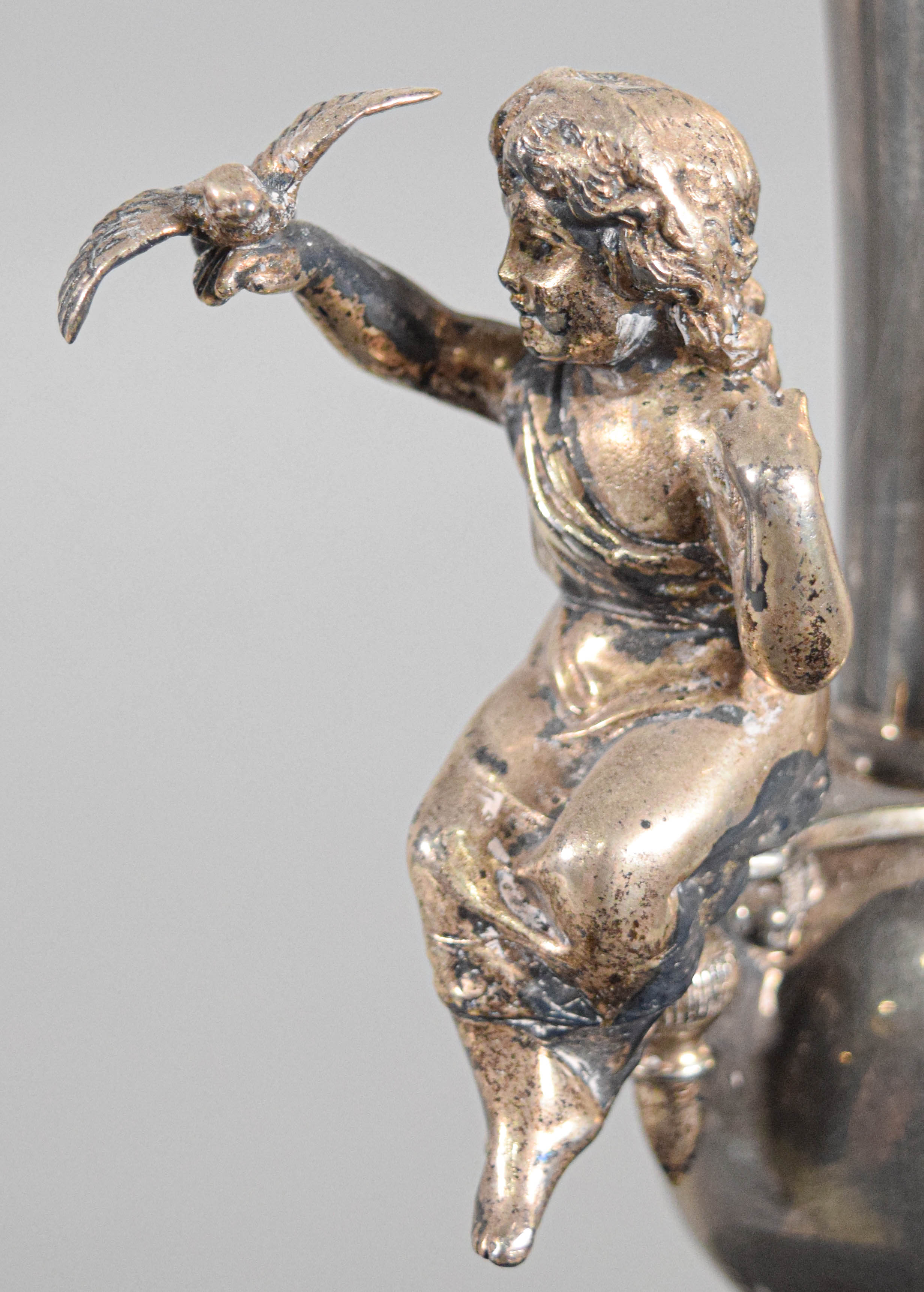Monumental Victorian Style Silver Plated Figural Centerpiece