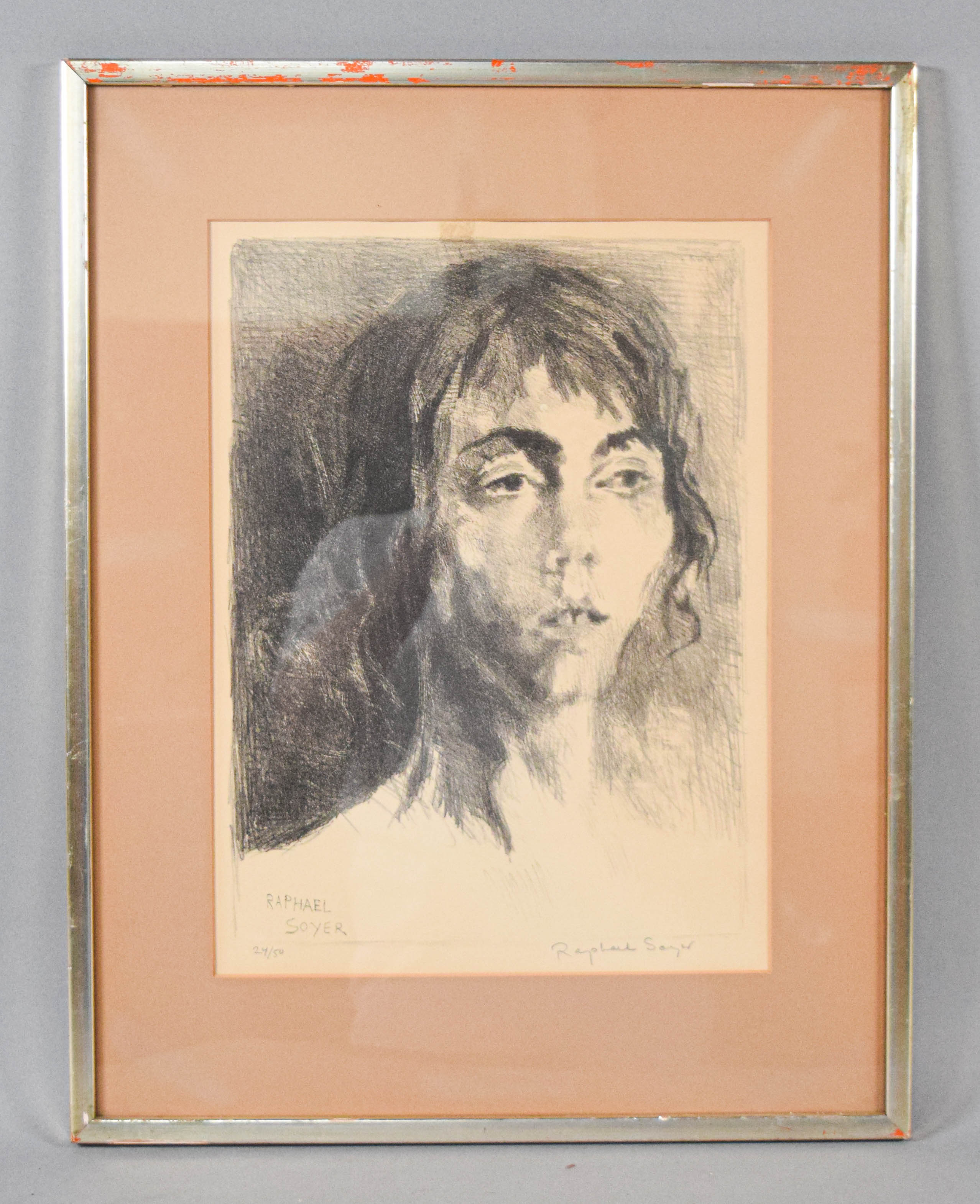 Raphael Soyer Lithograph Portrait of a Young Woman
