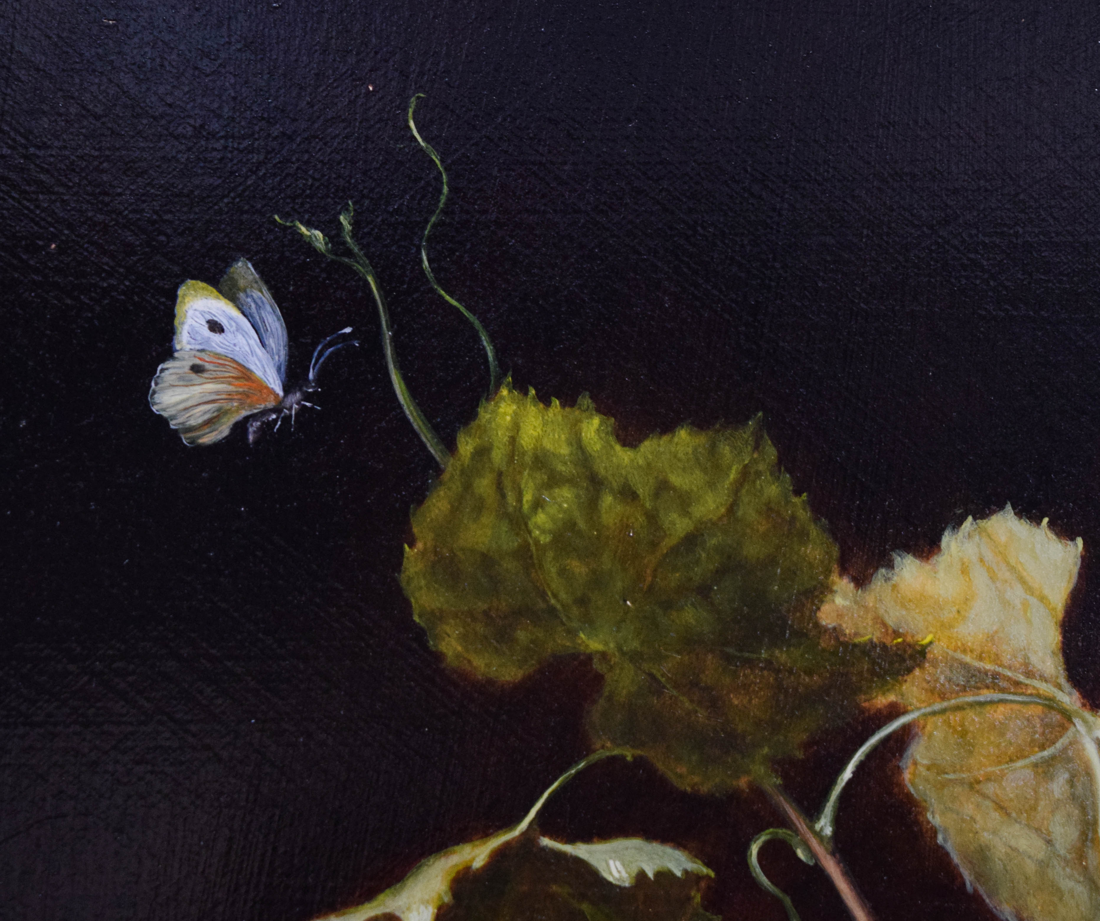 Irmgard Arvin Oil on Panel Still Life with Fruit and Butterflies