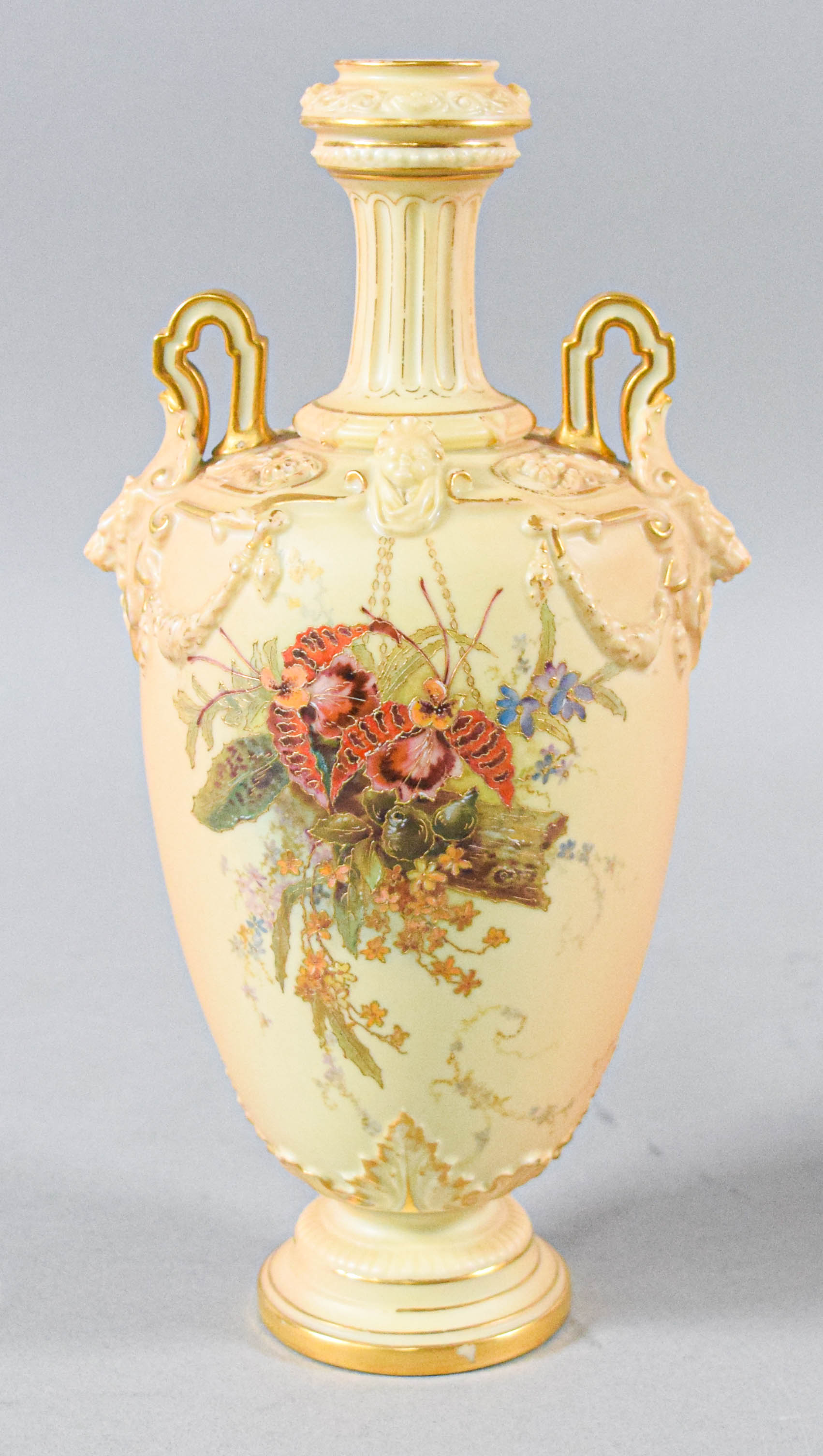 Pair of Royal Worcester Blush Ivory Porcelain Vases