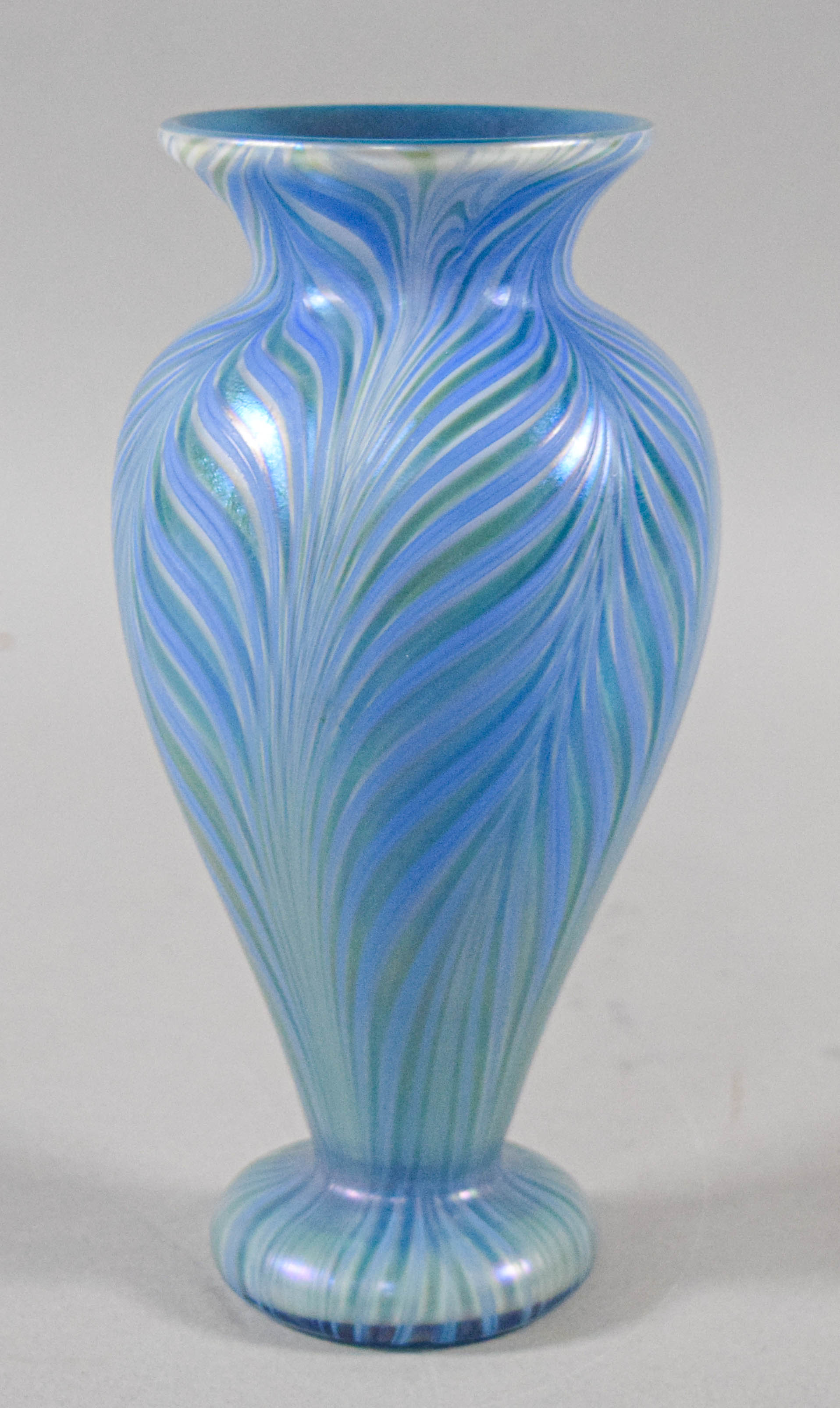 Signed Tiffany Favrile Pulled Feather Art Glass Vase
