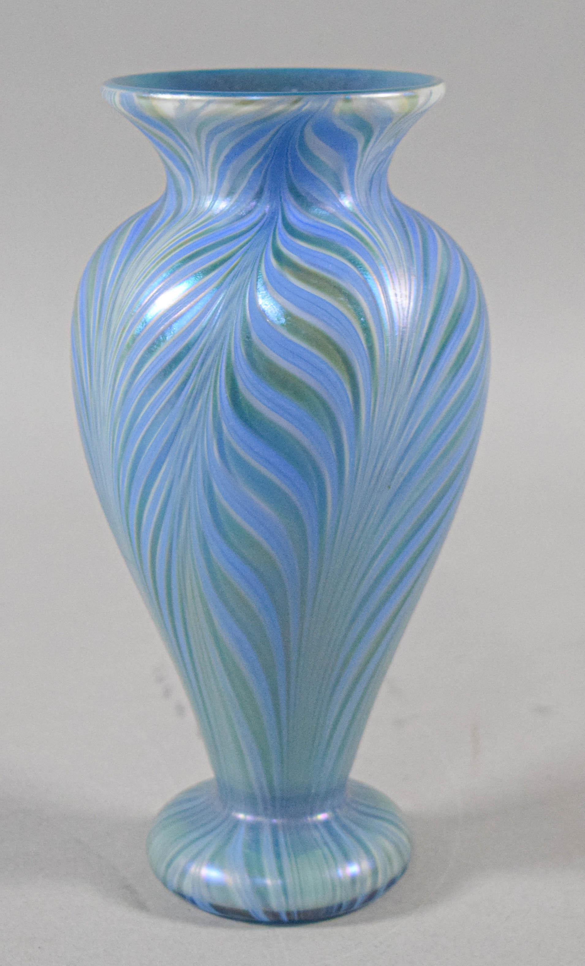 Signed Tiffany Favrile Pulled Feather Art Glass Vase