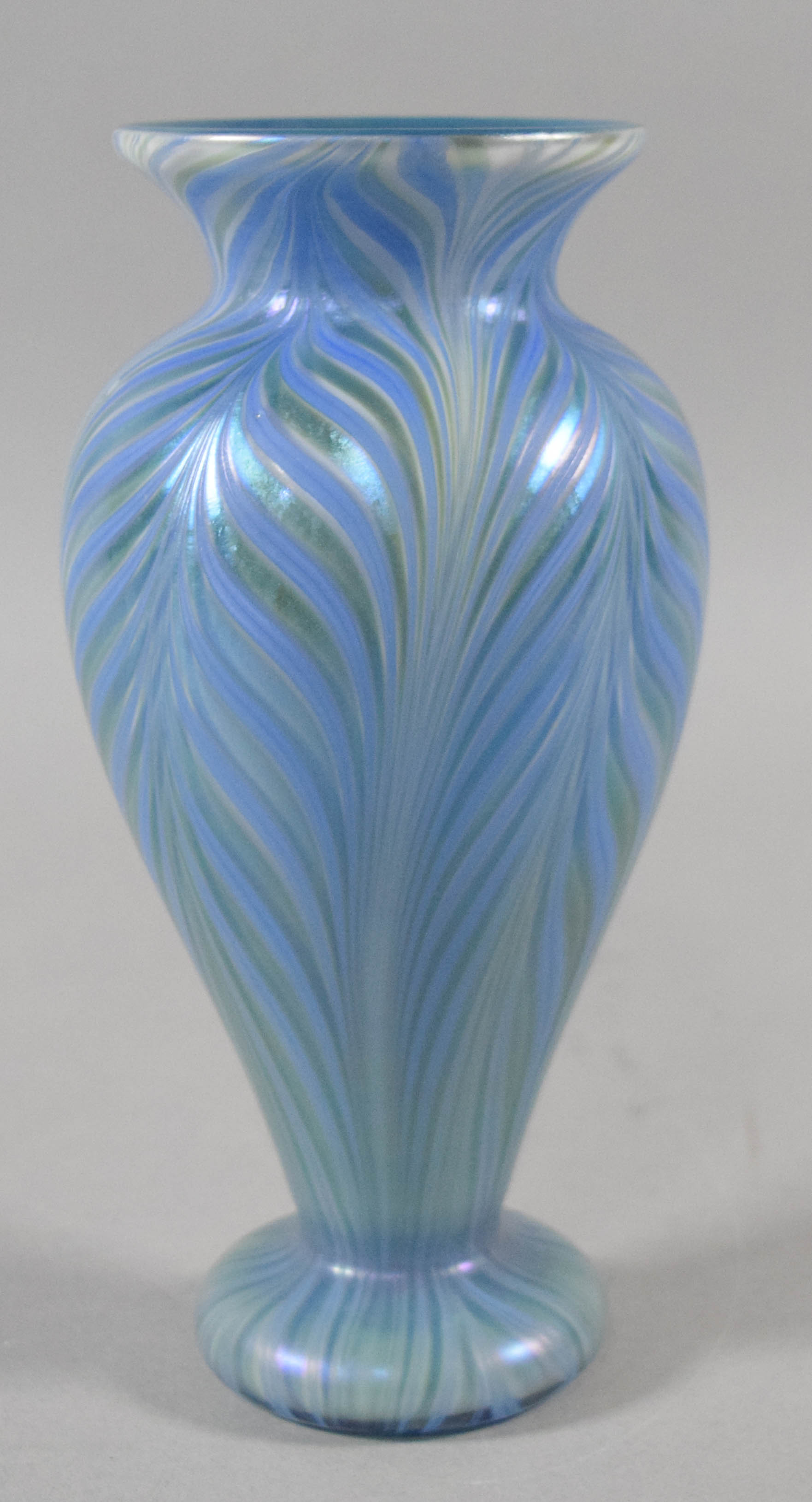 Signed Tiffany Favrile Pulled Feather Art Glass Vase