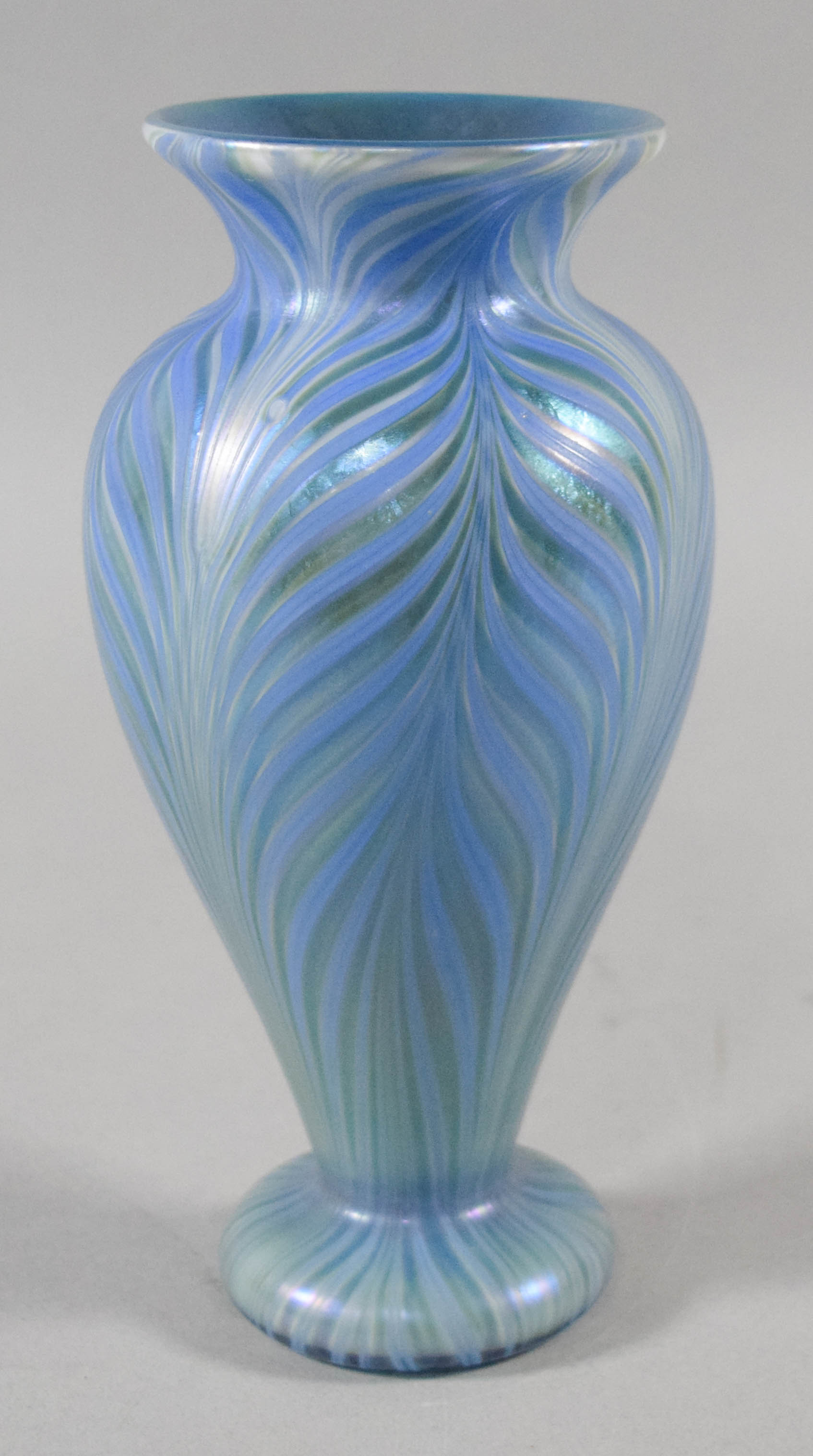 Signed Tiffany Favrile Pulled Feather Art Glass Vase