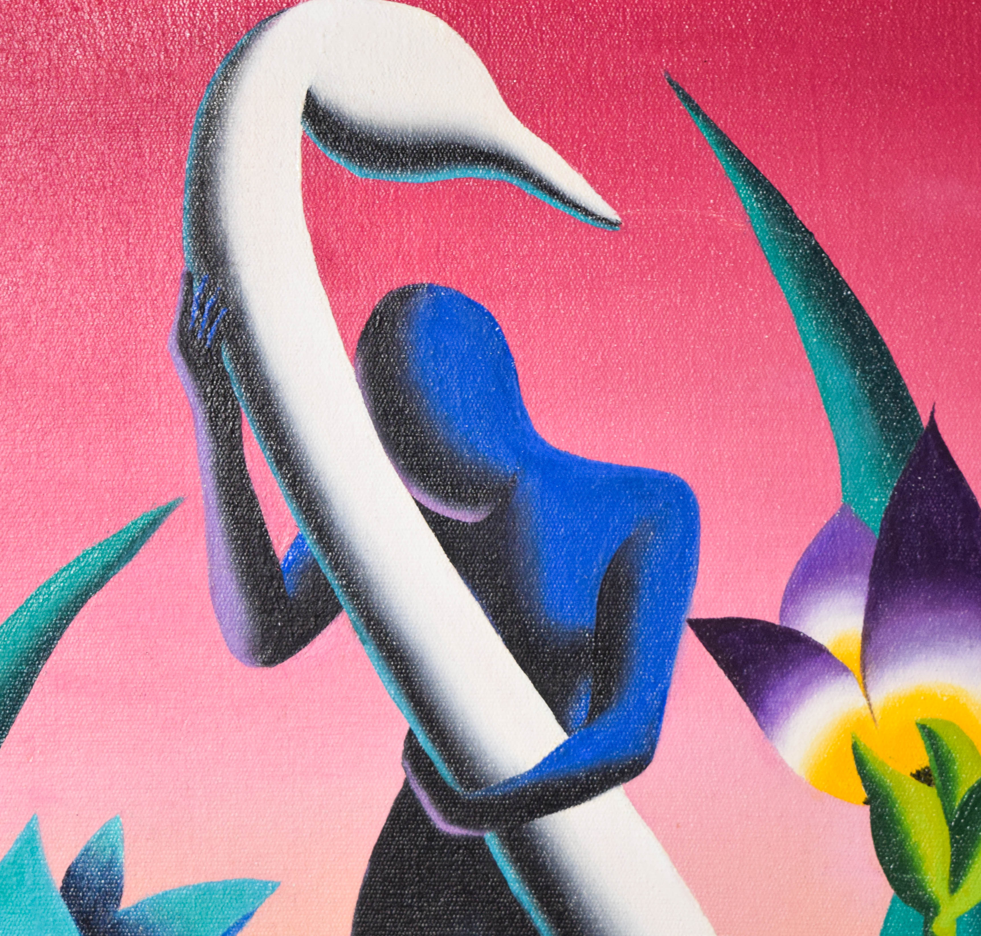 Mark Kostabi Trio of Oils on Canvas, 1996