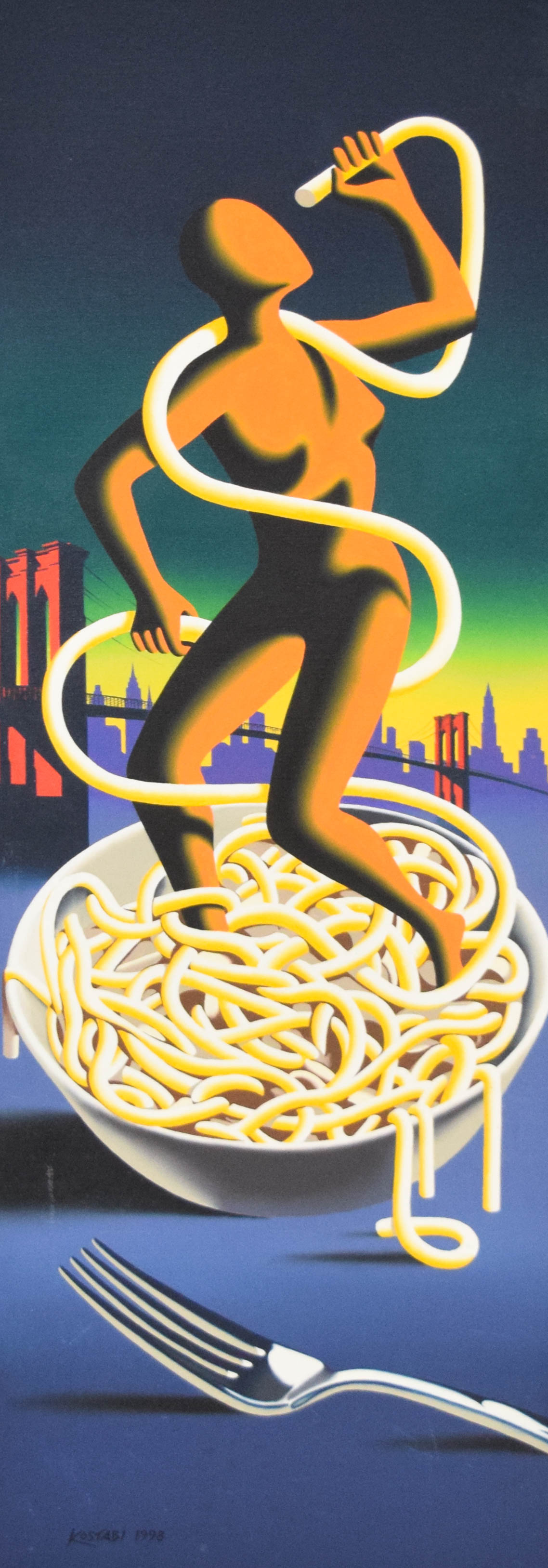 Mark Kostabi Oil on Canvas Untitled, 1998