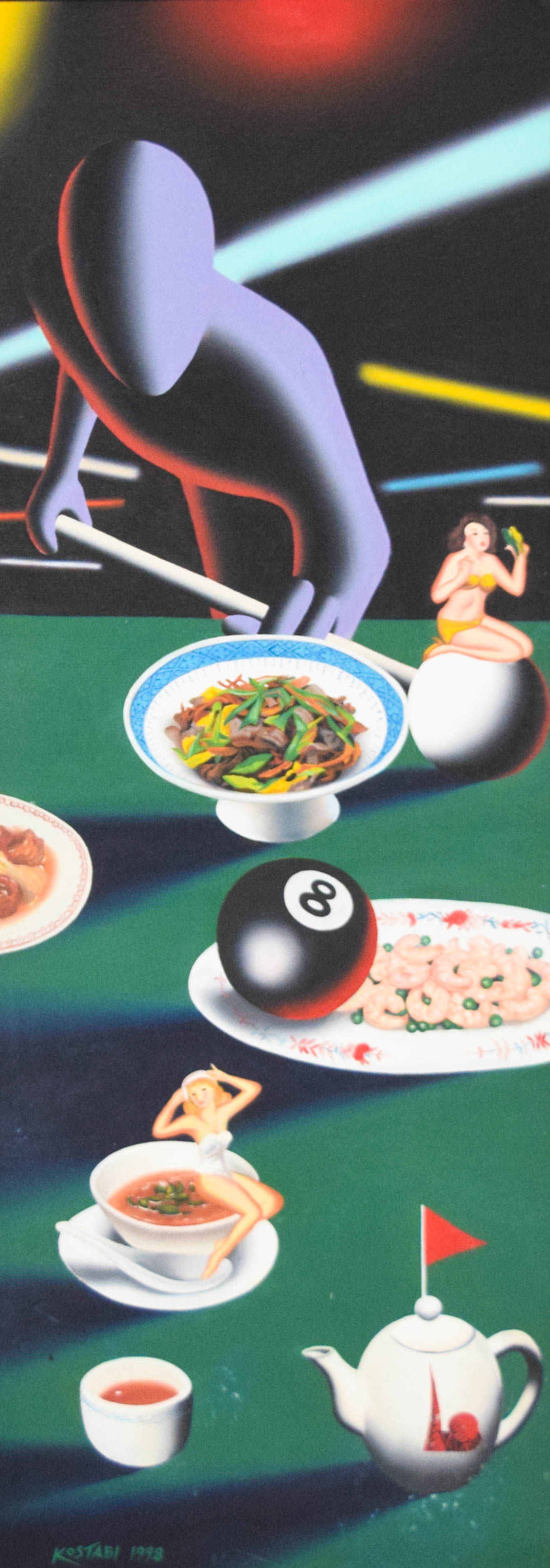 Mark Kostabi Oil on Canvas Untitled, 1998