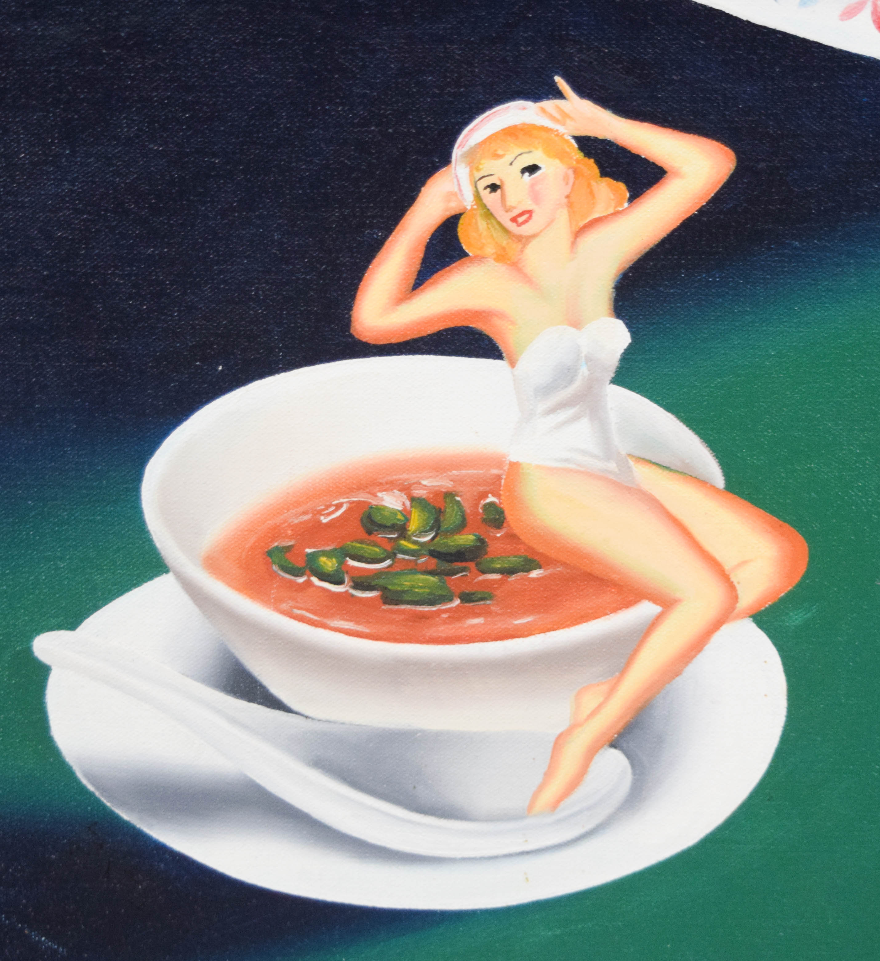 Mark Kostabi Oil on Canvas Untitled, 1998
