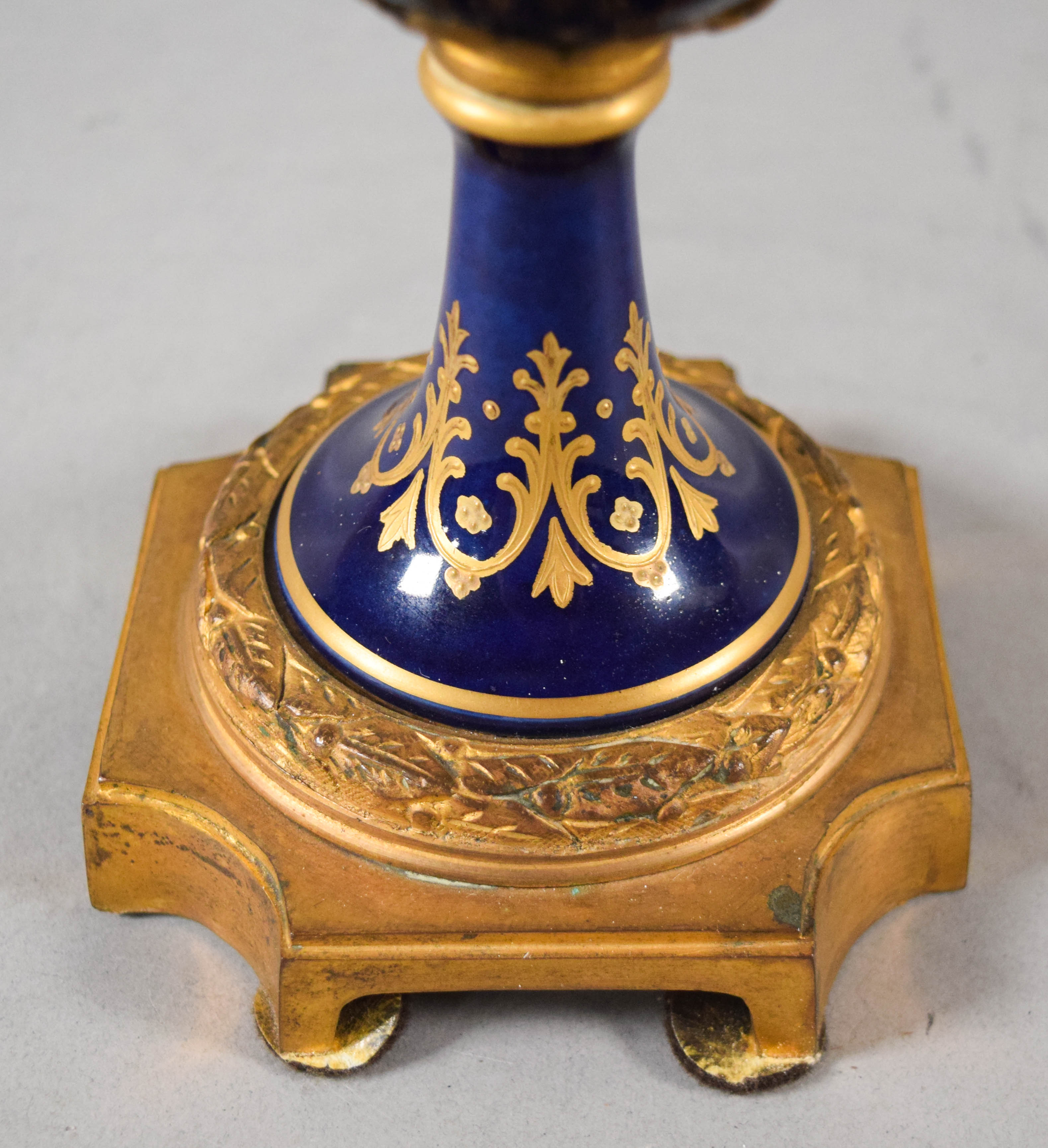 French Sevres Style Porcelain Amphora Vase with Ormolu Mounts
