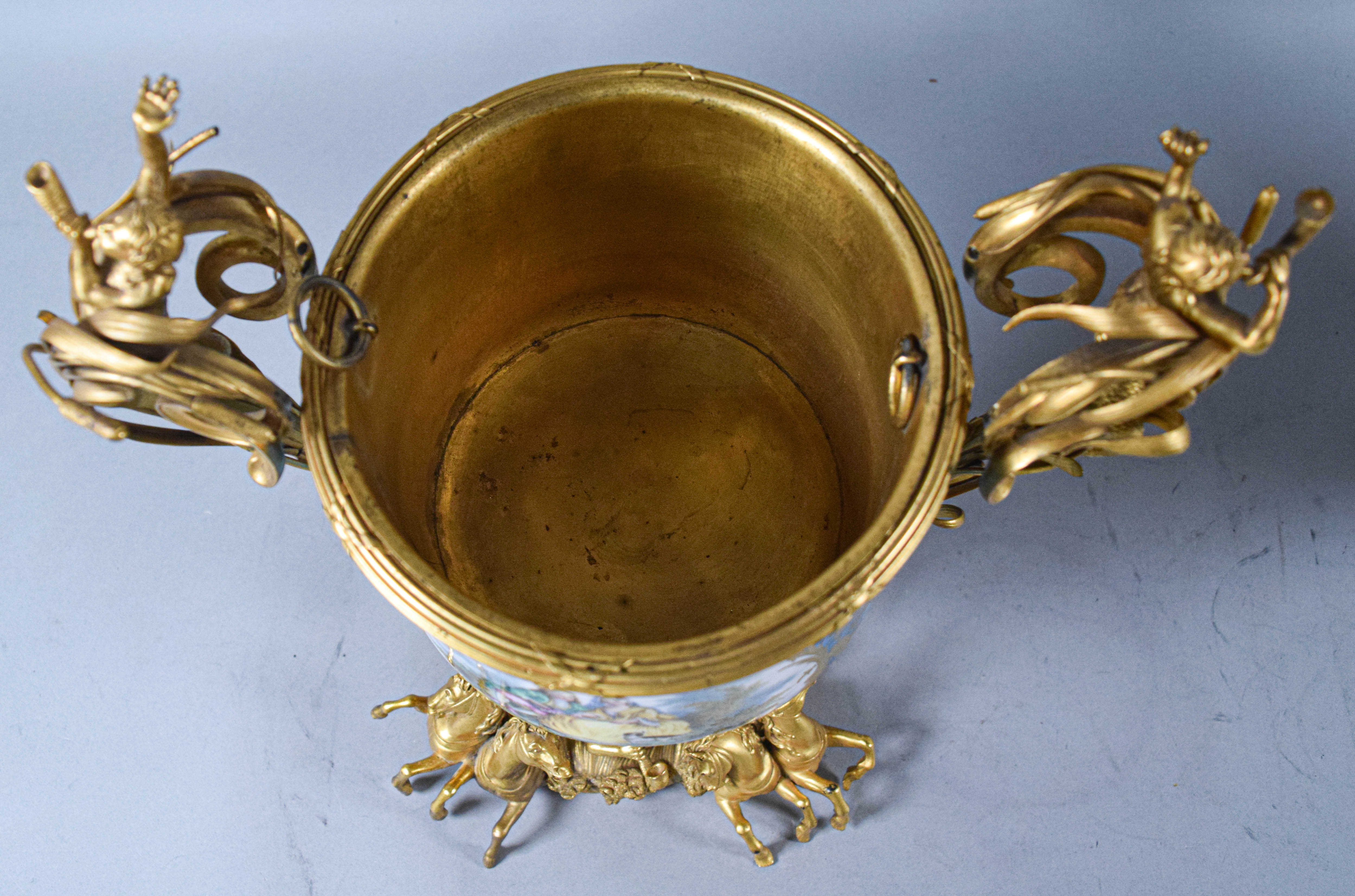 Pair of Sevres Ormolu Mounted Porcelain Jardinieres