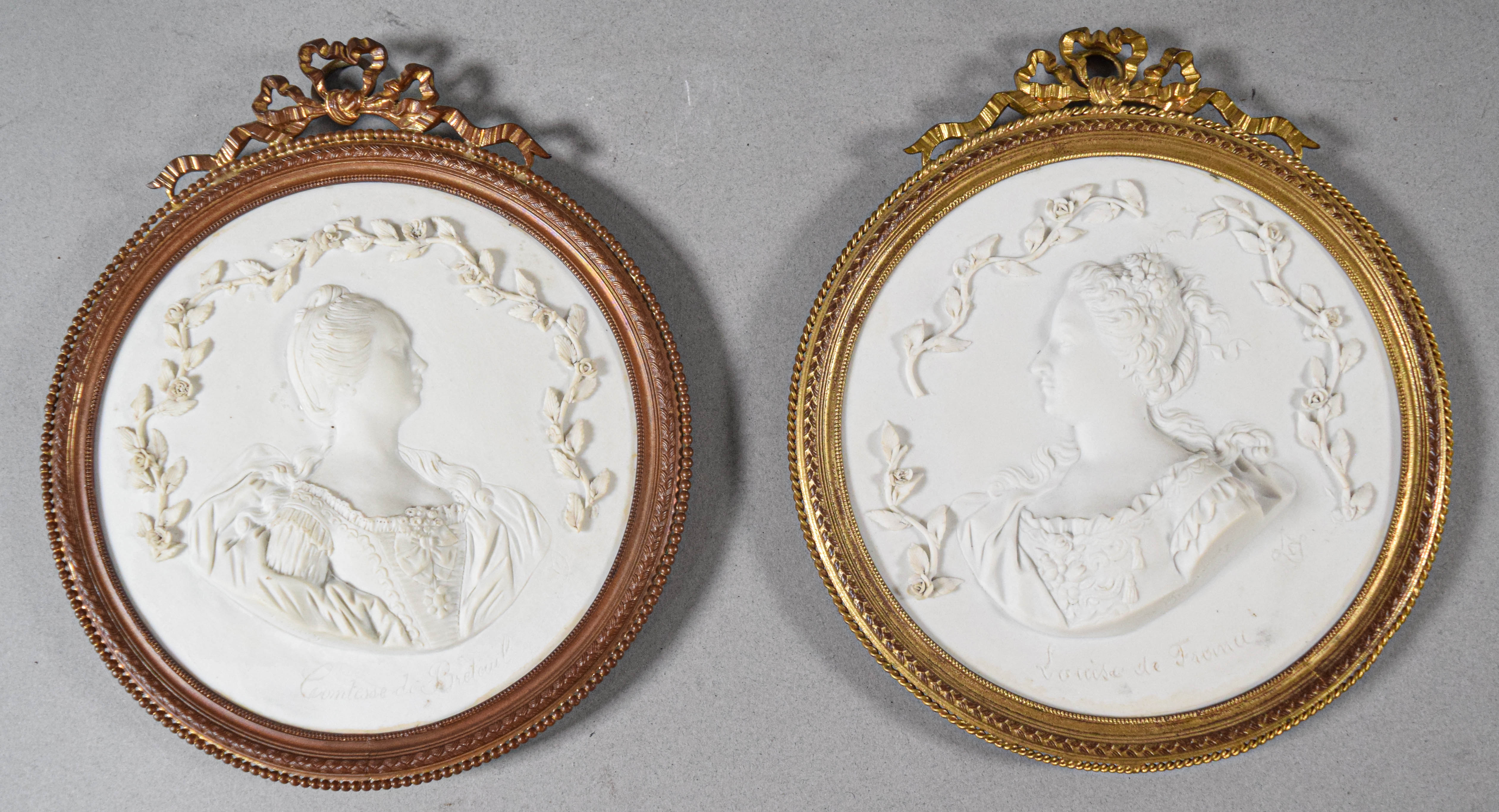 Pair of 19th Century Biscuit Porcelain Portrait Relief Plaques