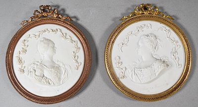Pair of 19th Century Biscuit Porcelain Portrait Relief Plaques. Pair of 19th-century biscuit 