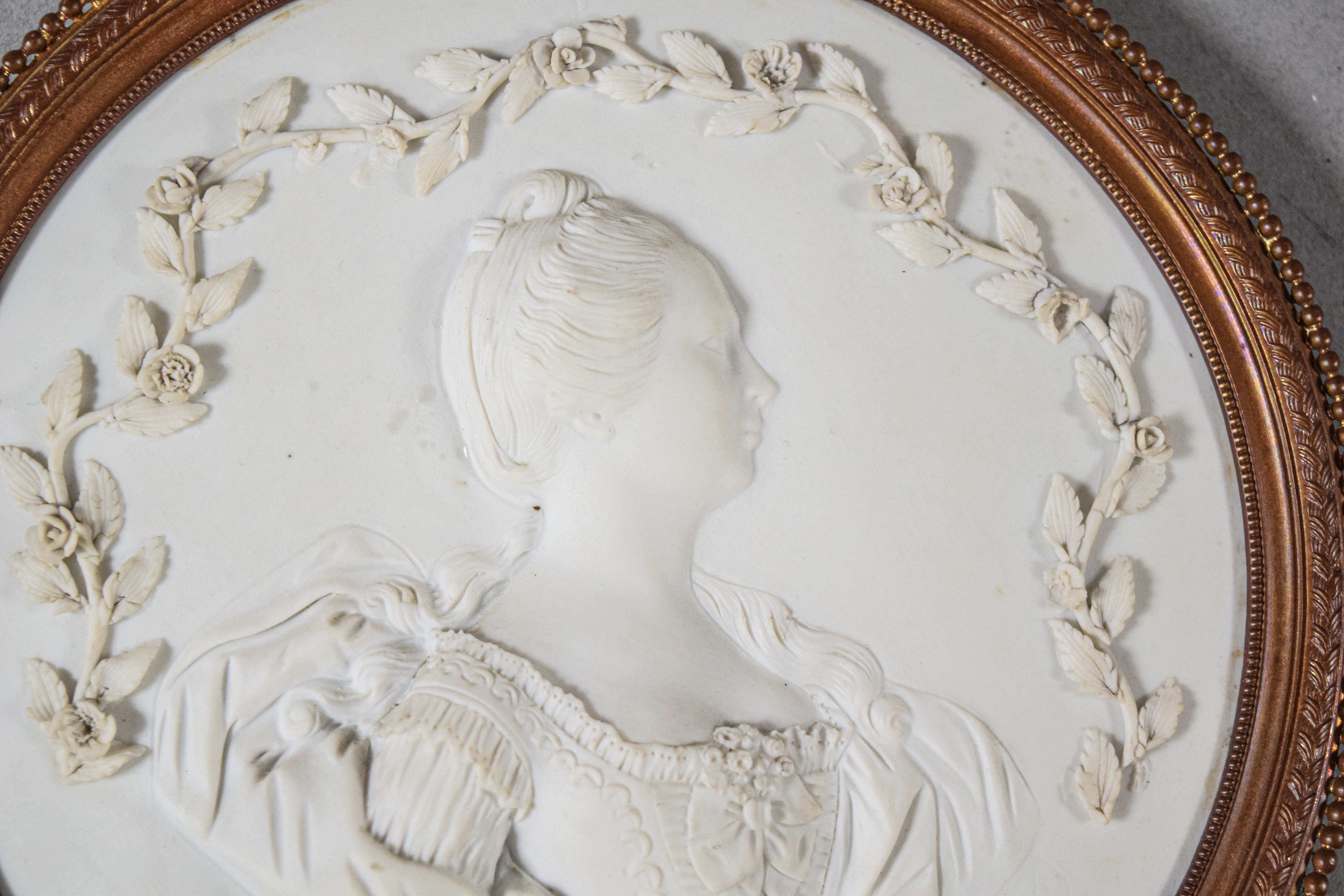 Pair of 19th Century Biscuit Porcelain Portrait Relief Plaques