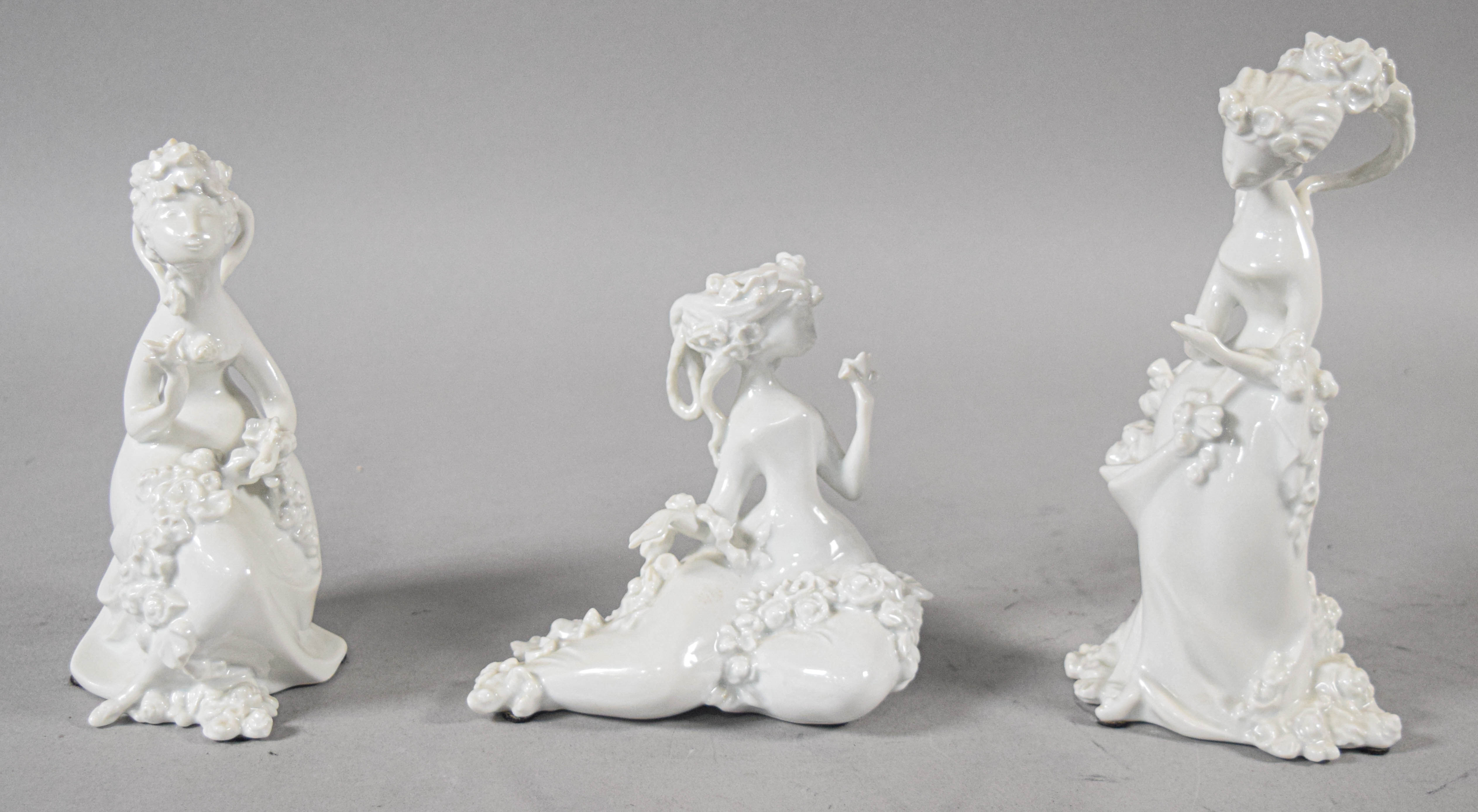 3 Rosenthal Studio-Line White Glazed Porcelain Figurines by Bjorn Wiinblad