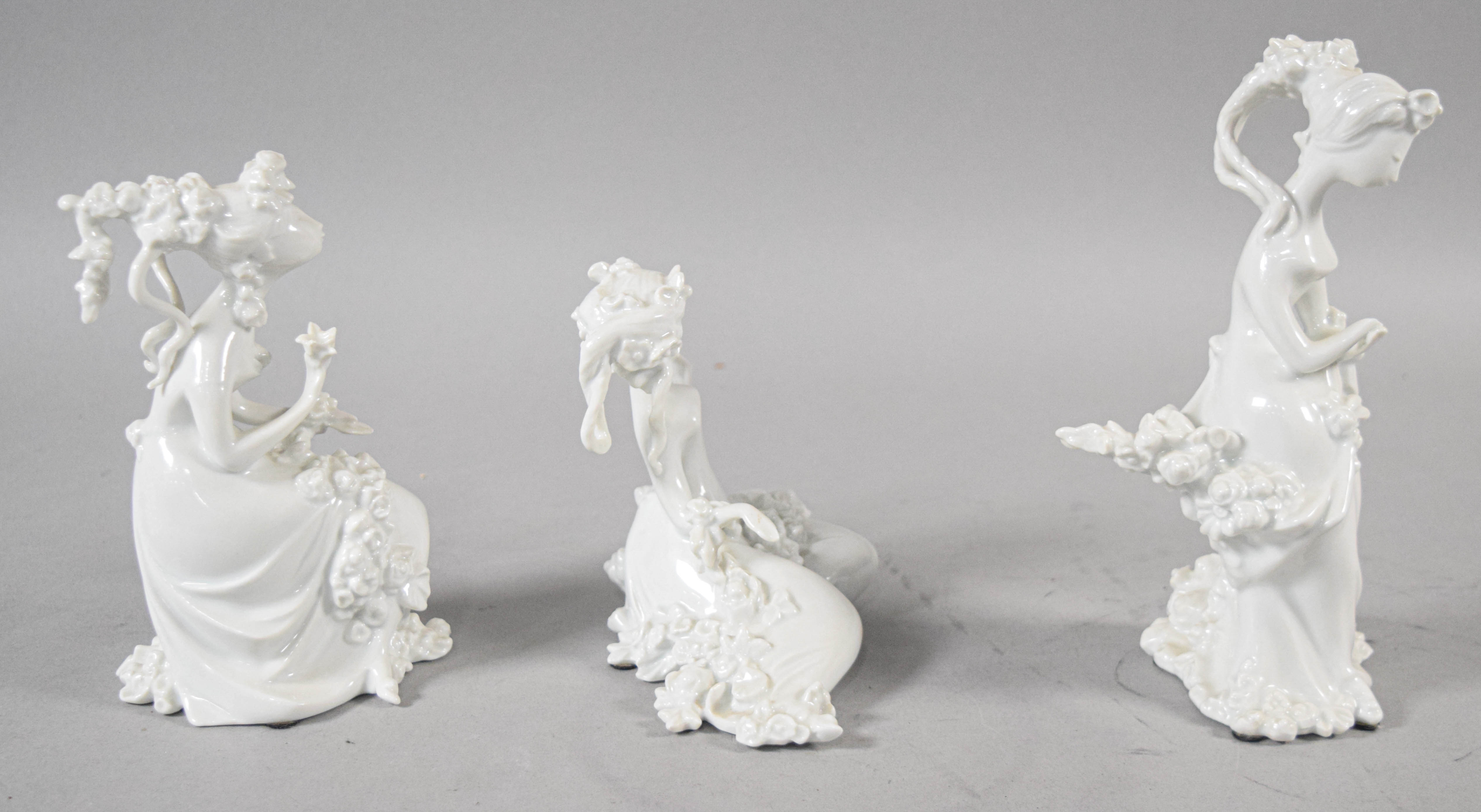 3 Rosenthal Studio-Line White Glazed Porcelain Figurines by Bjorn Wiinblad