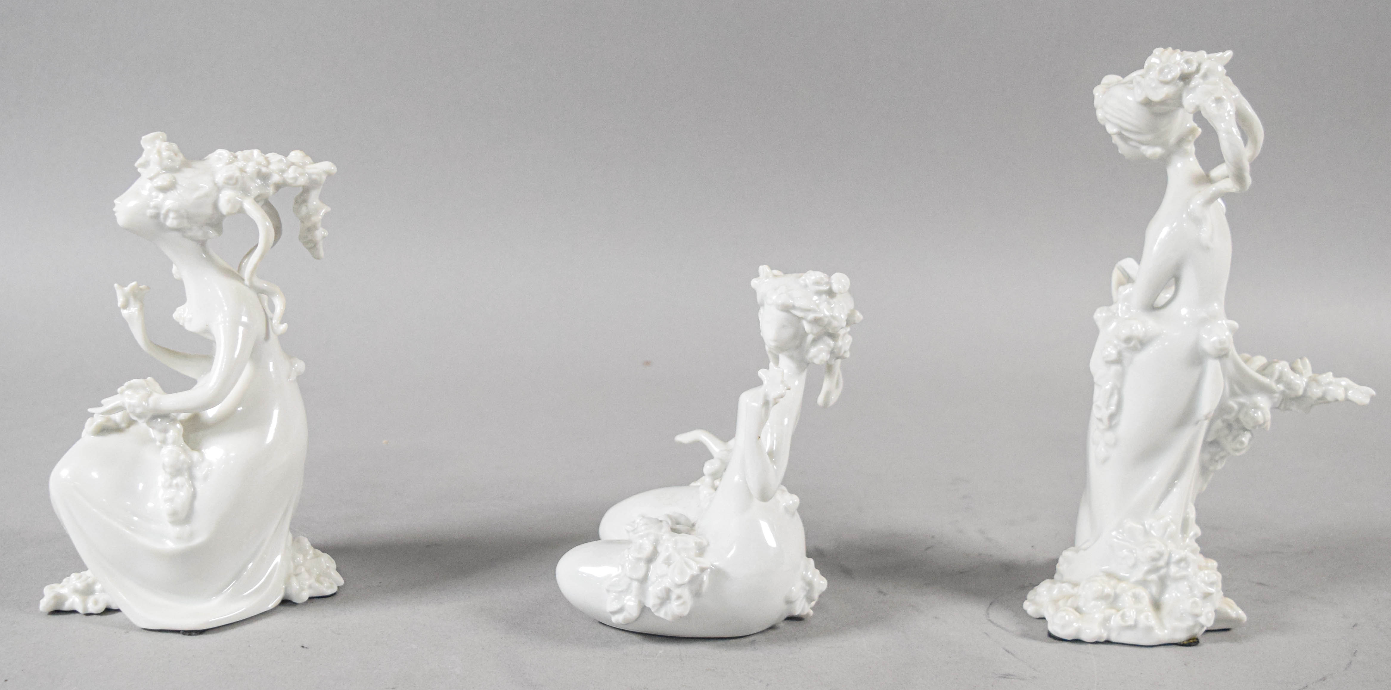 3 Rosenthal Studio-Line White Glazed Porcelain Figurines by Bjorn Wiinblad