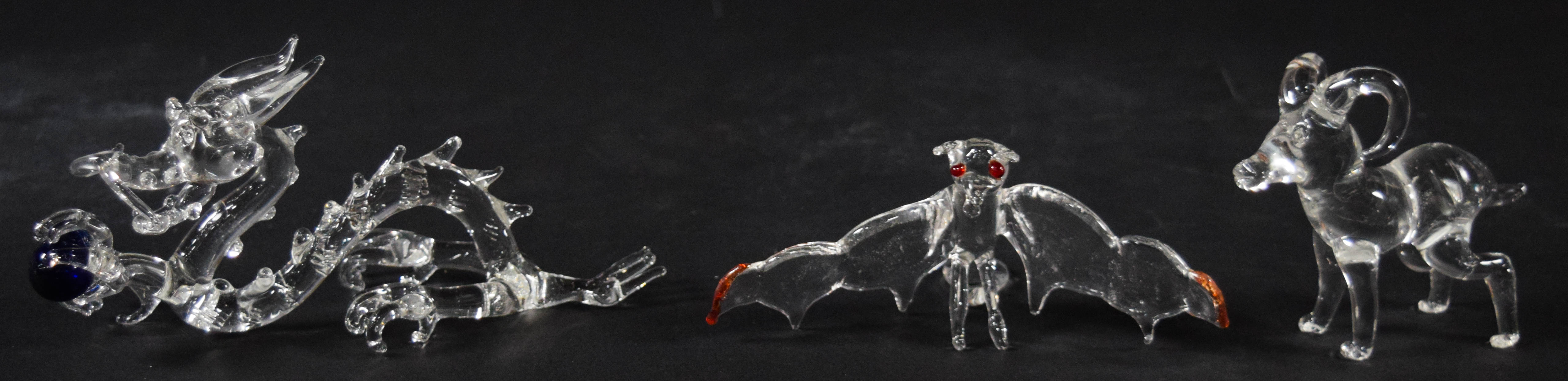 13 Hand-Blown Clear Glass Animal and Mythical Creature Figurines