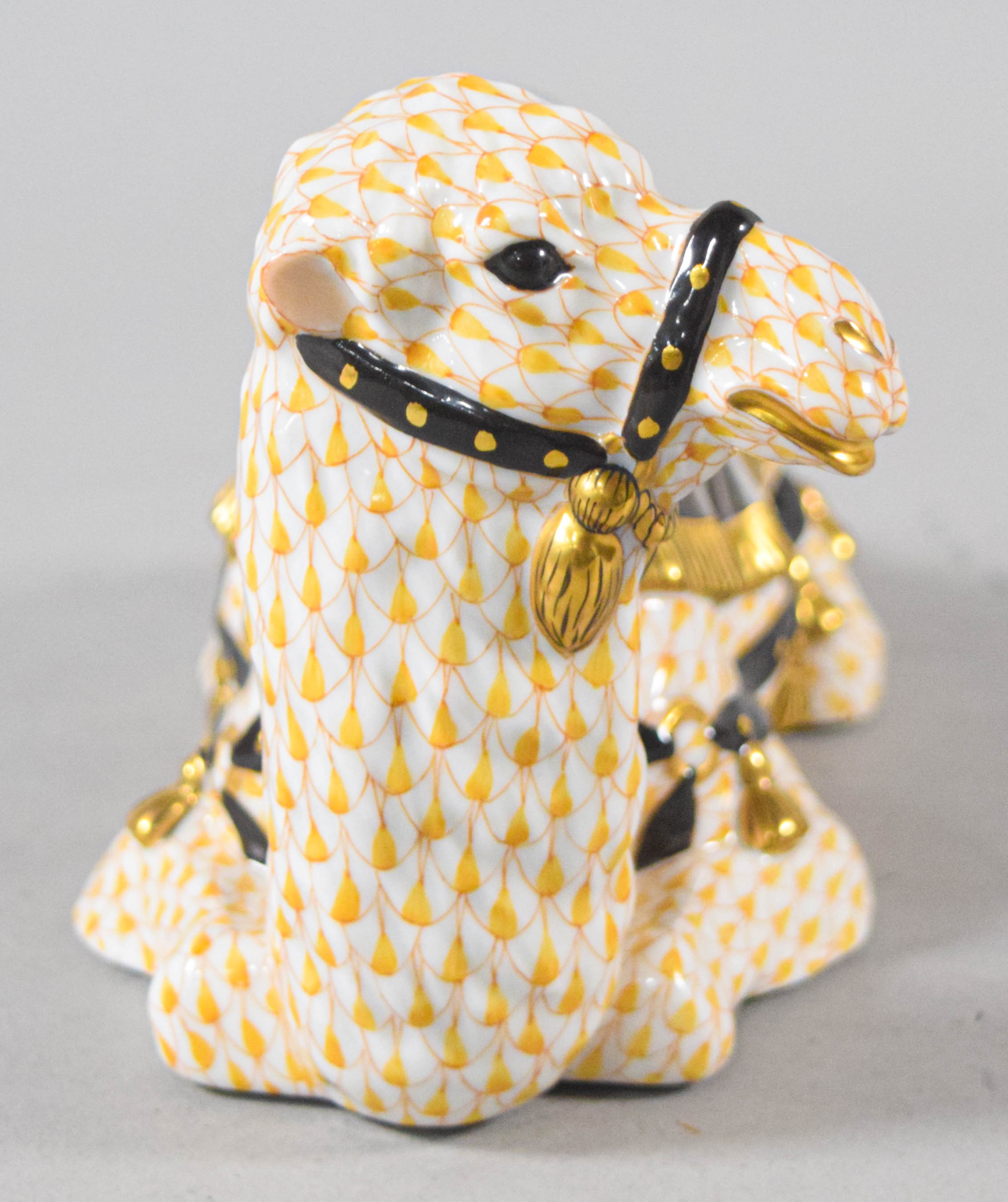 Herend Kingdom Classic Bactrian Camel in Orange Fishnet Pattern