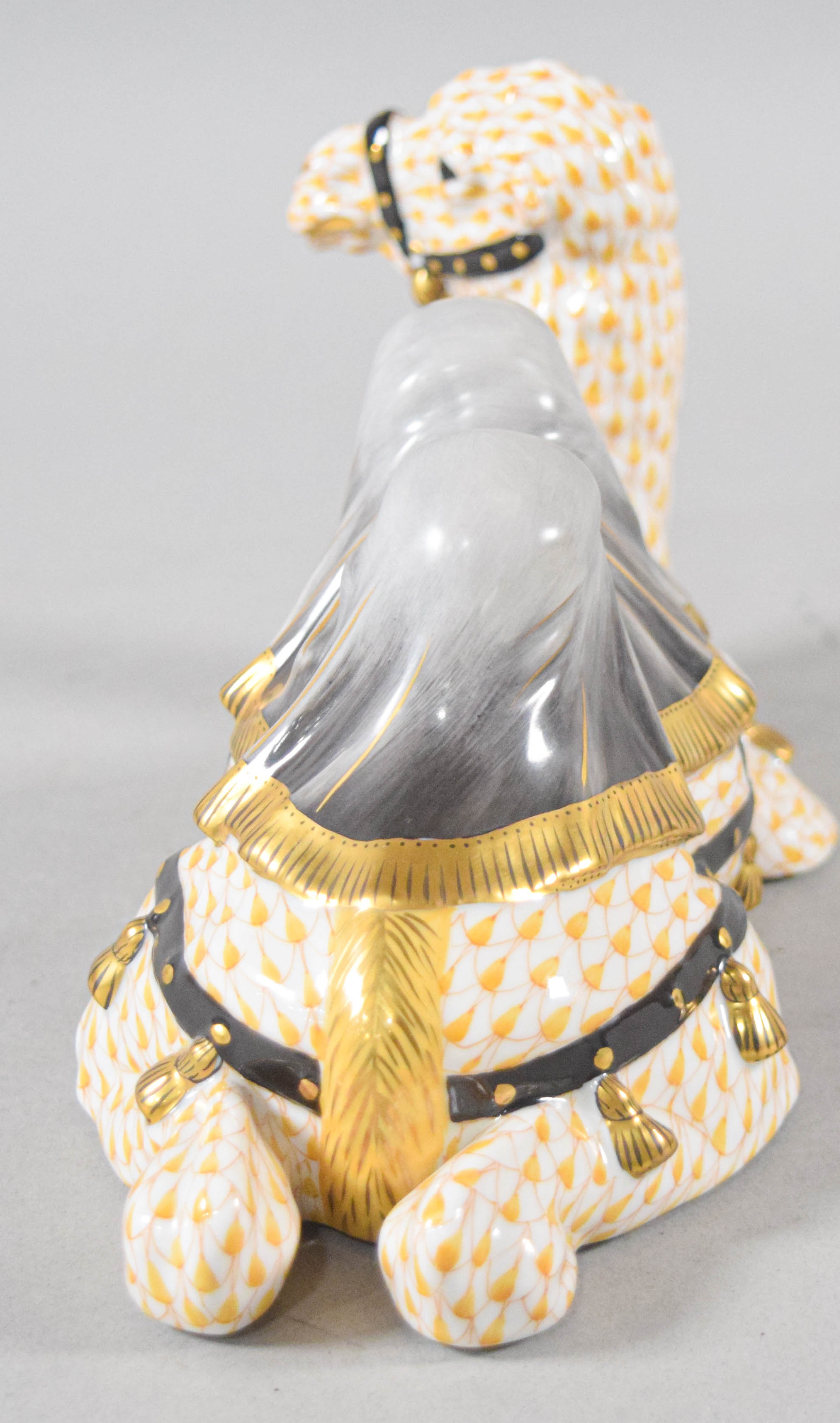 Herend Kingdom Classic Bactrian Camel in Orange Fishnet Pattern