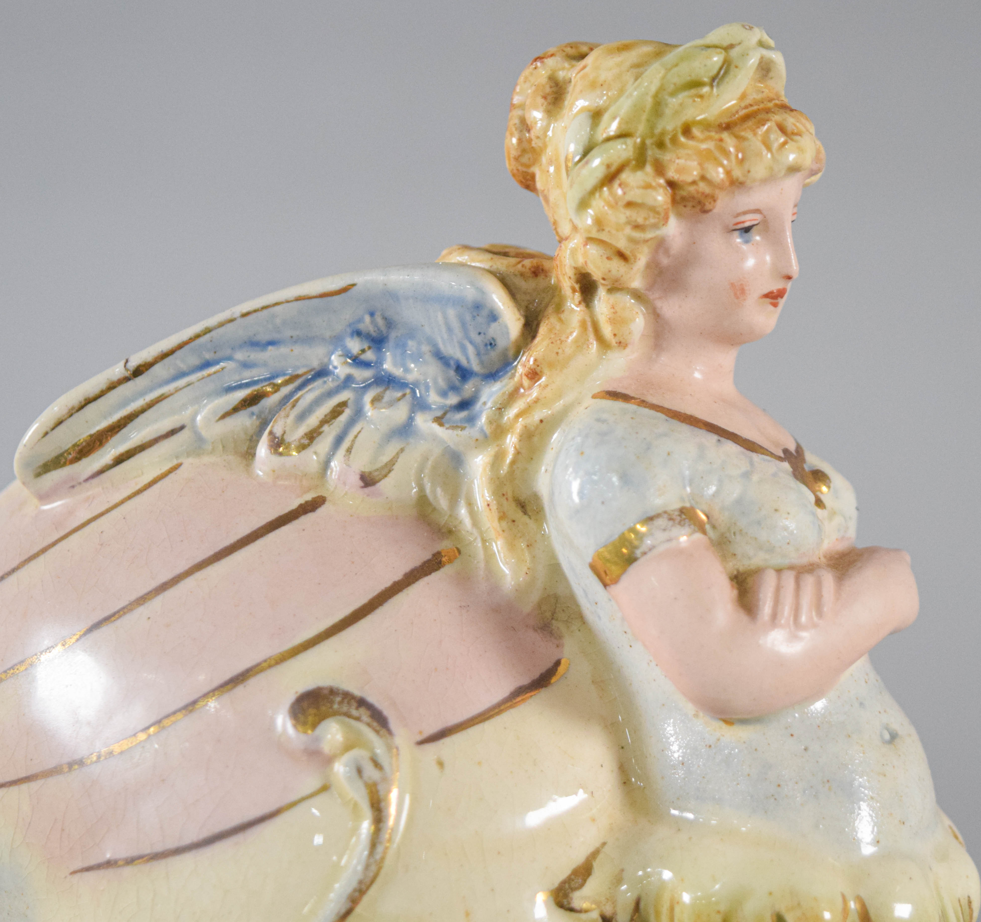 Late 19th Century Rococo Revival Majolica Nautilus Centerpiece Compote Attributed to Wilhelm Schiller and Son