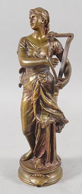 Adrien Etienne Gaudez Bronze Sculpture Sainte Cecile. Adrien Etienne Gaudez (French, 1845-1902). 