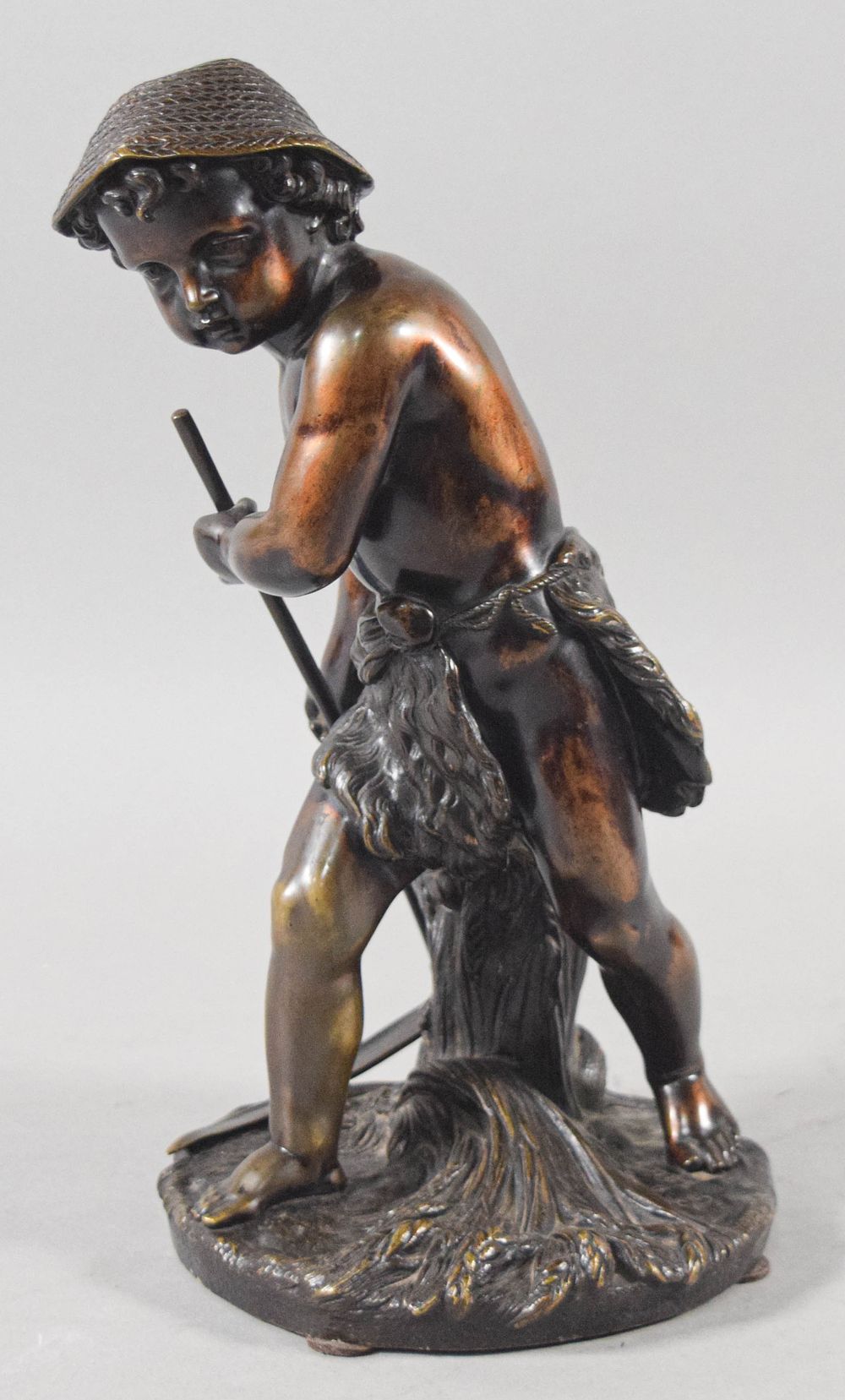Lot 232: Eugene Laurent Bronze Sculpture Boy Mowing Wheat