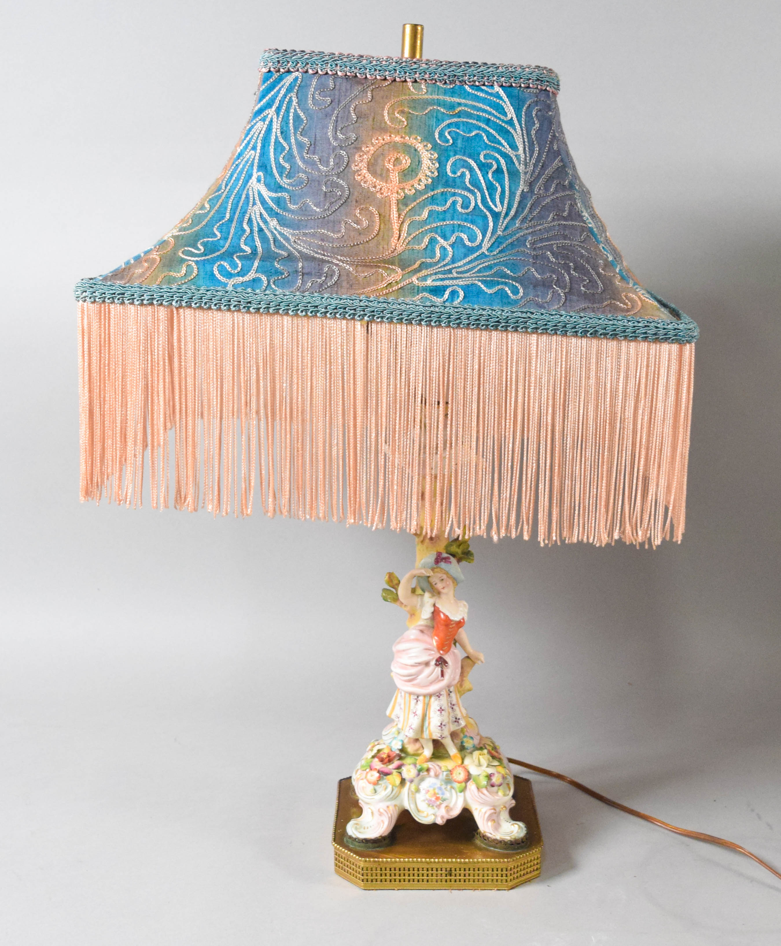 Pair of German Porcelain Figural Table Lamps