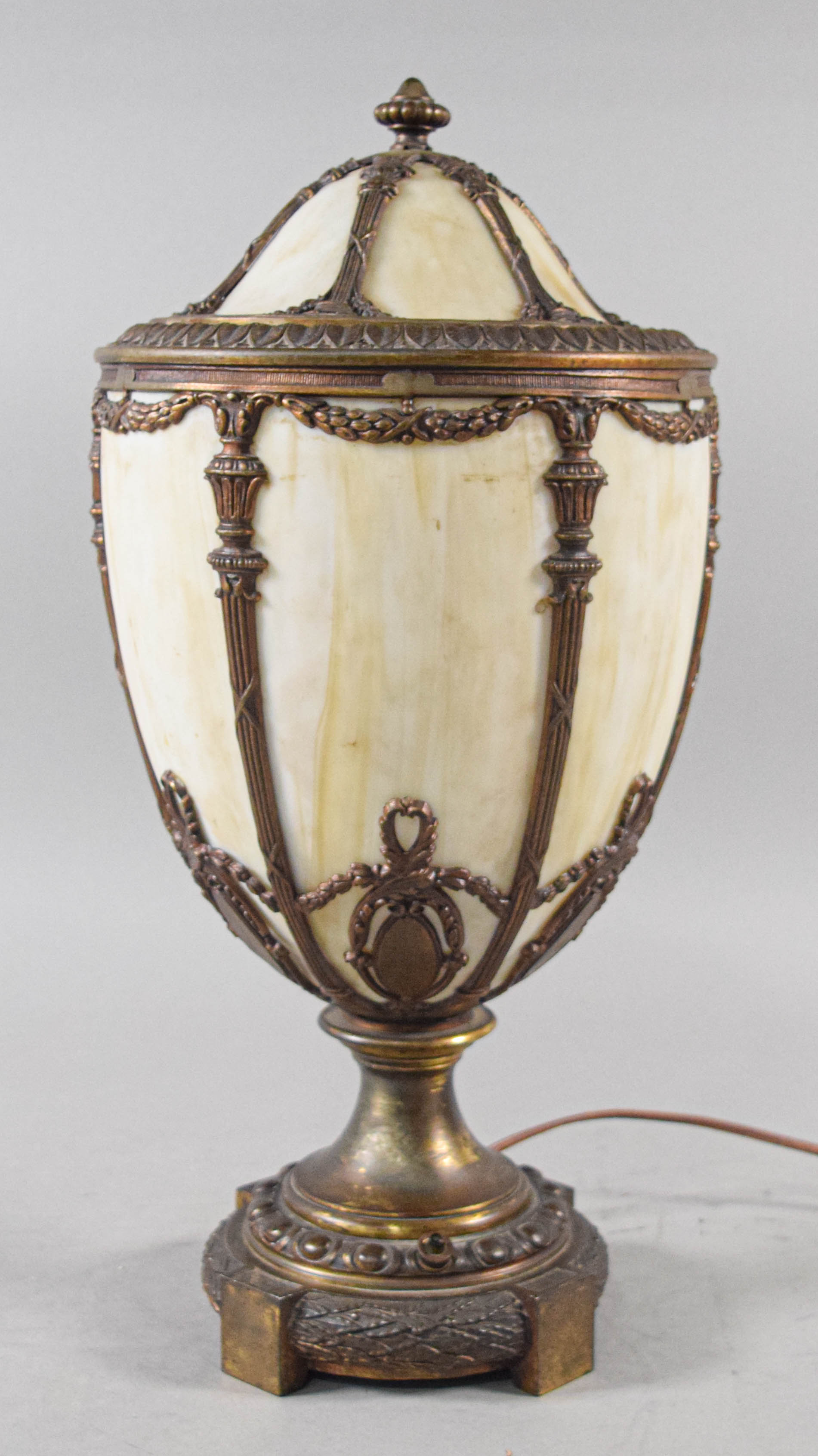 Neoclassical Style Slag Glass Urn Table Lamp