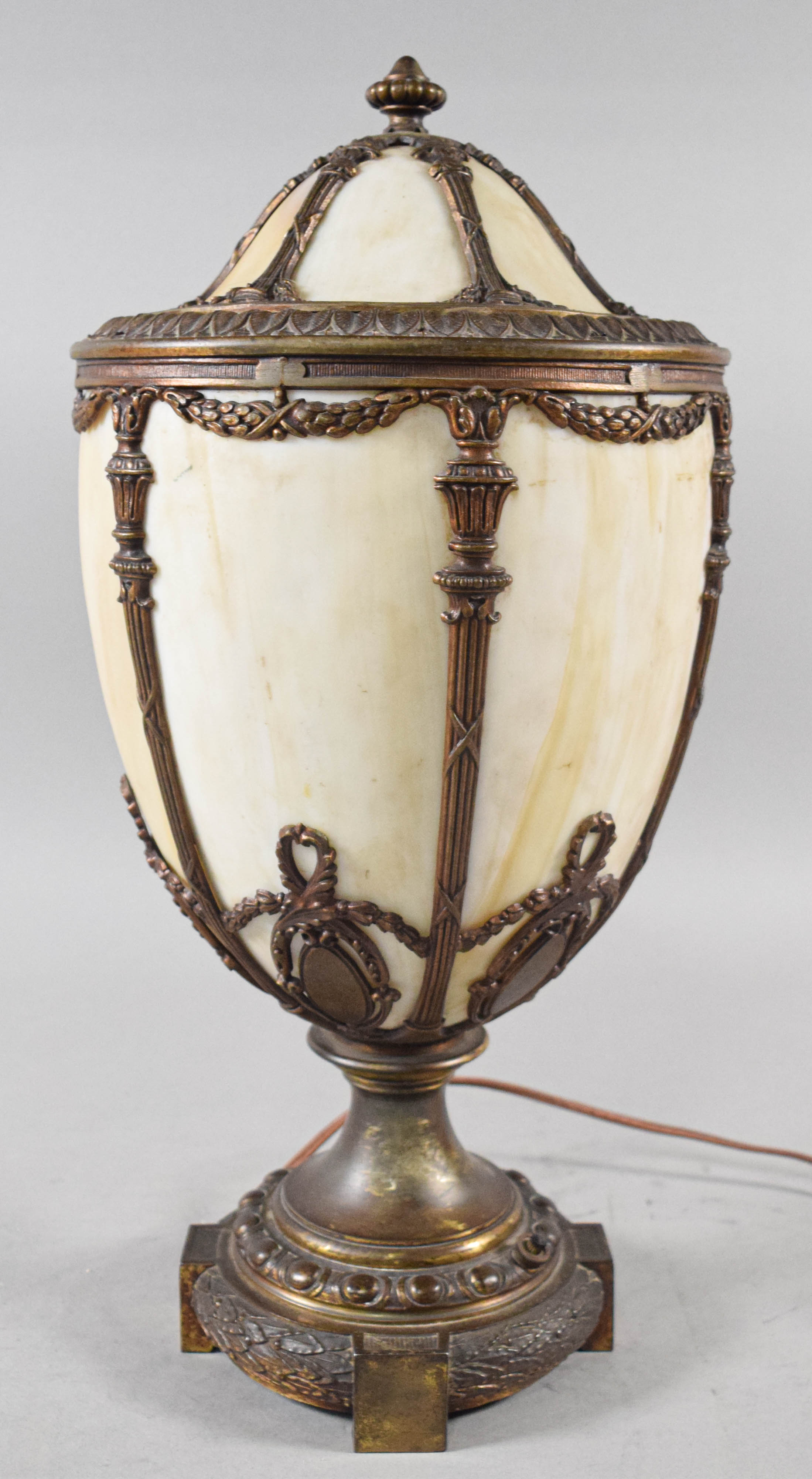 Neoclassical Style Slag Glass Urn Table Lamp