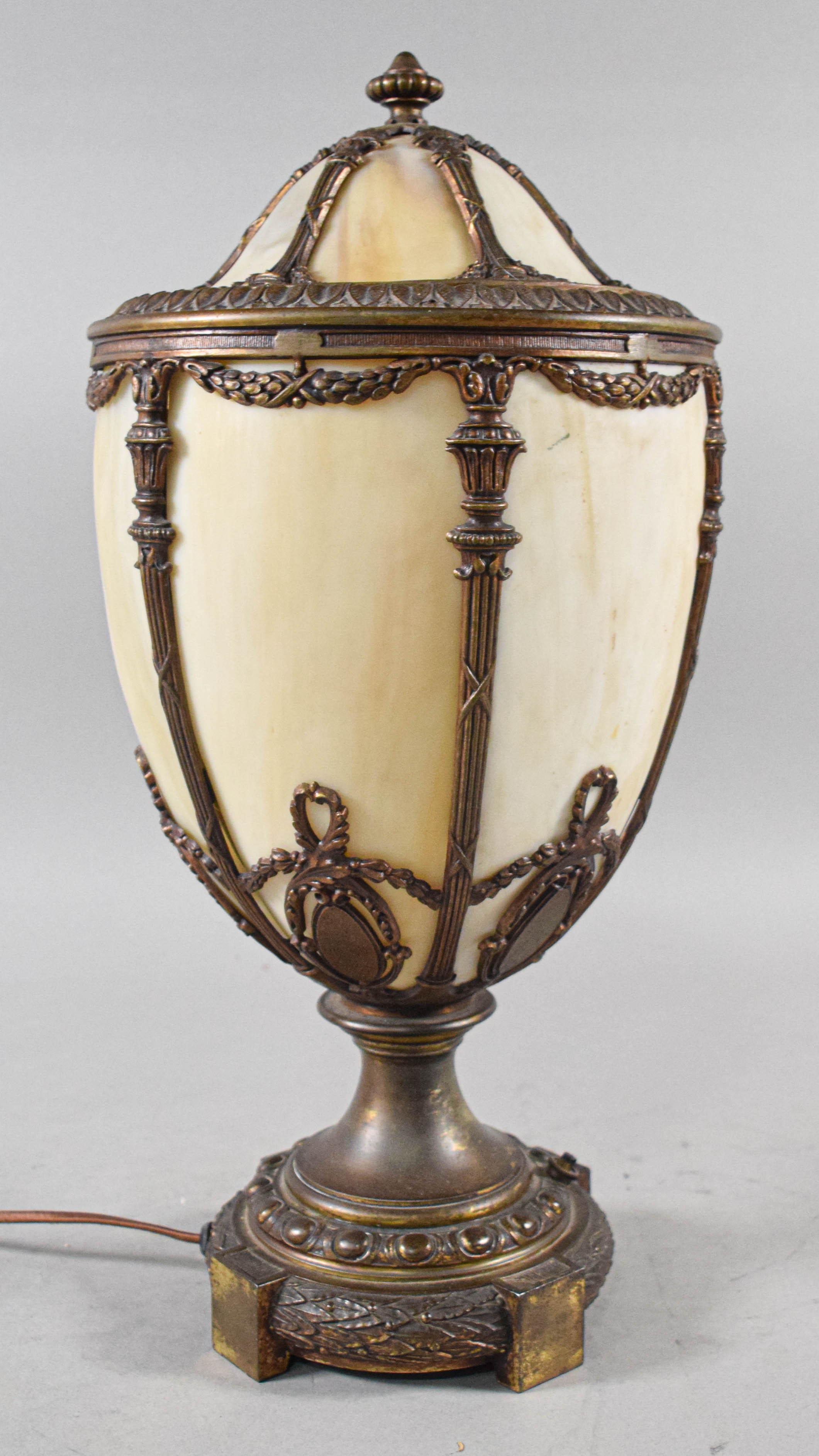 Neoclassical Style Slag Glass Urn Table Lamp