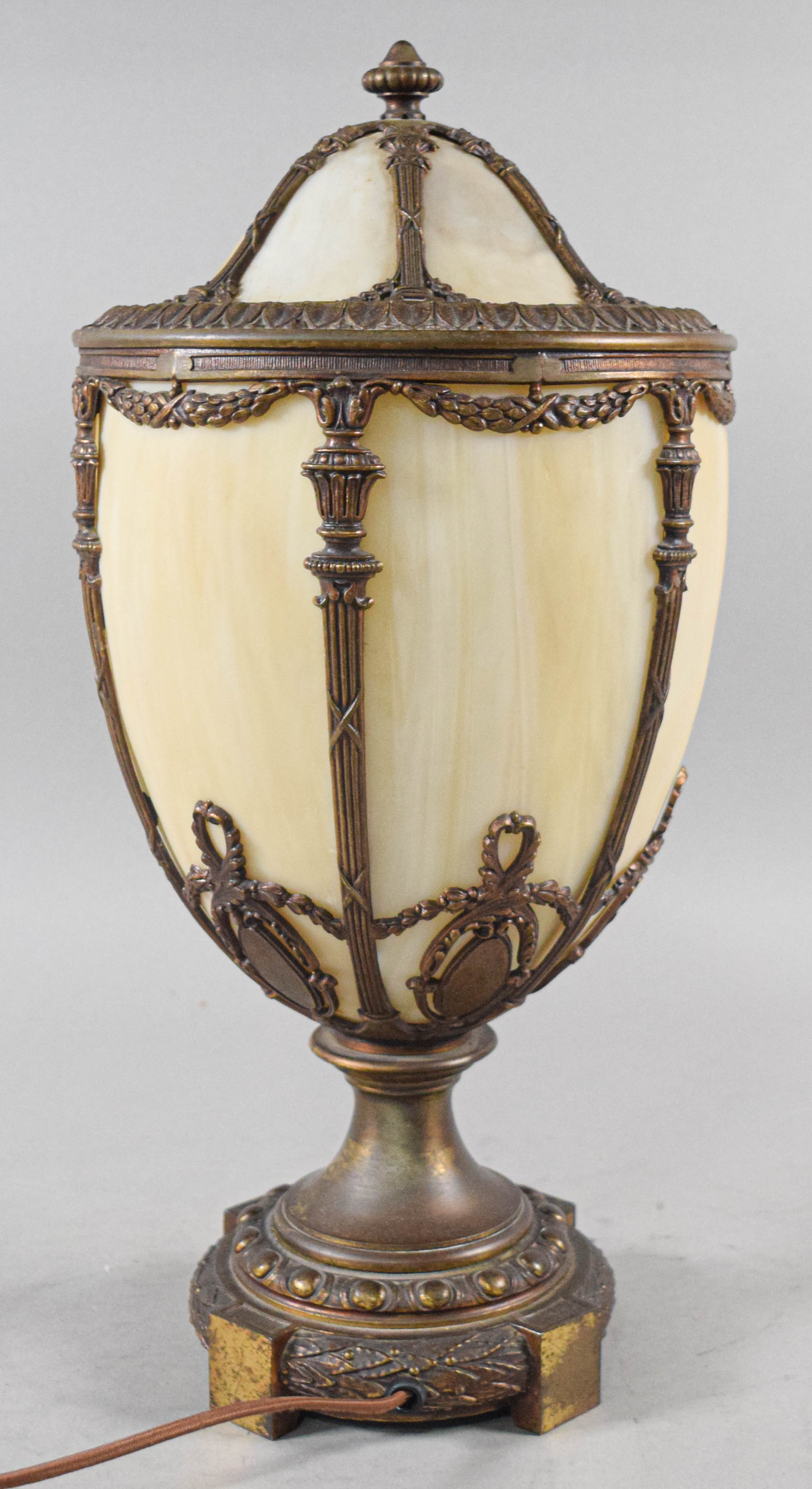 Neoclassical Style Slag Glass Urn Table Lamp