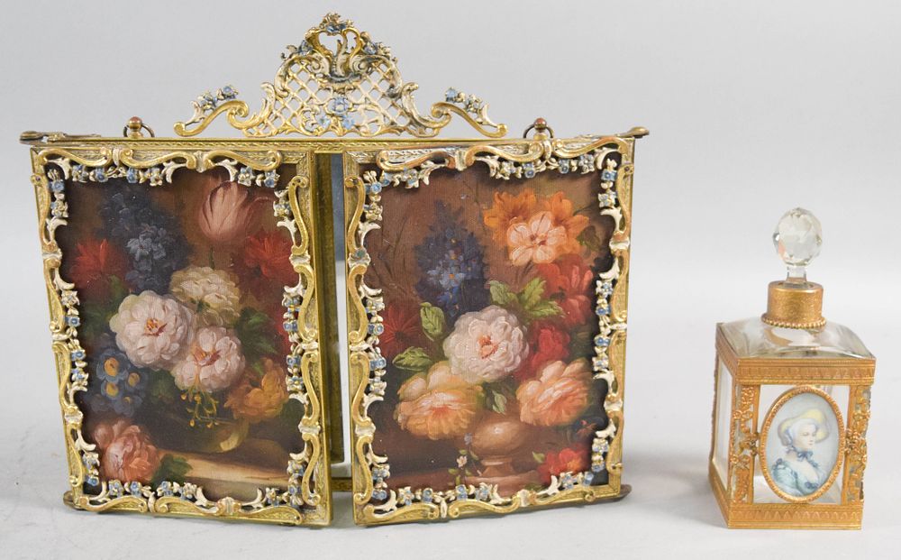 Lot 259: Late 19th Century Victorian Gilded Metal Frame and Perfume
