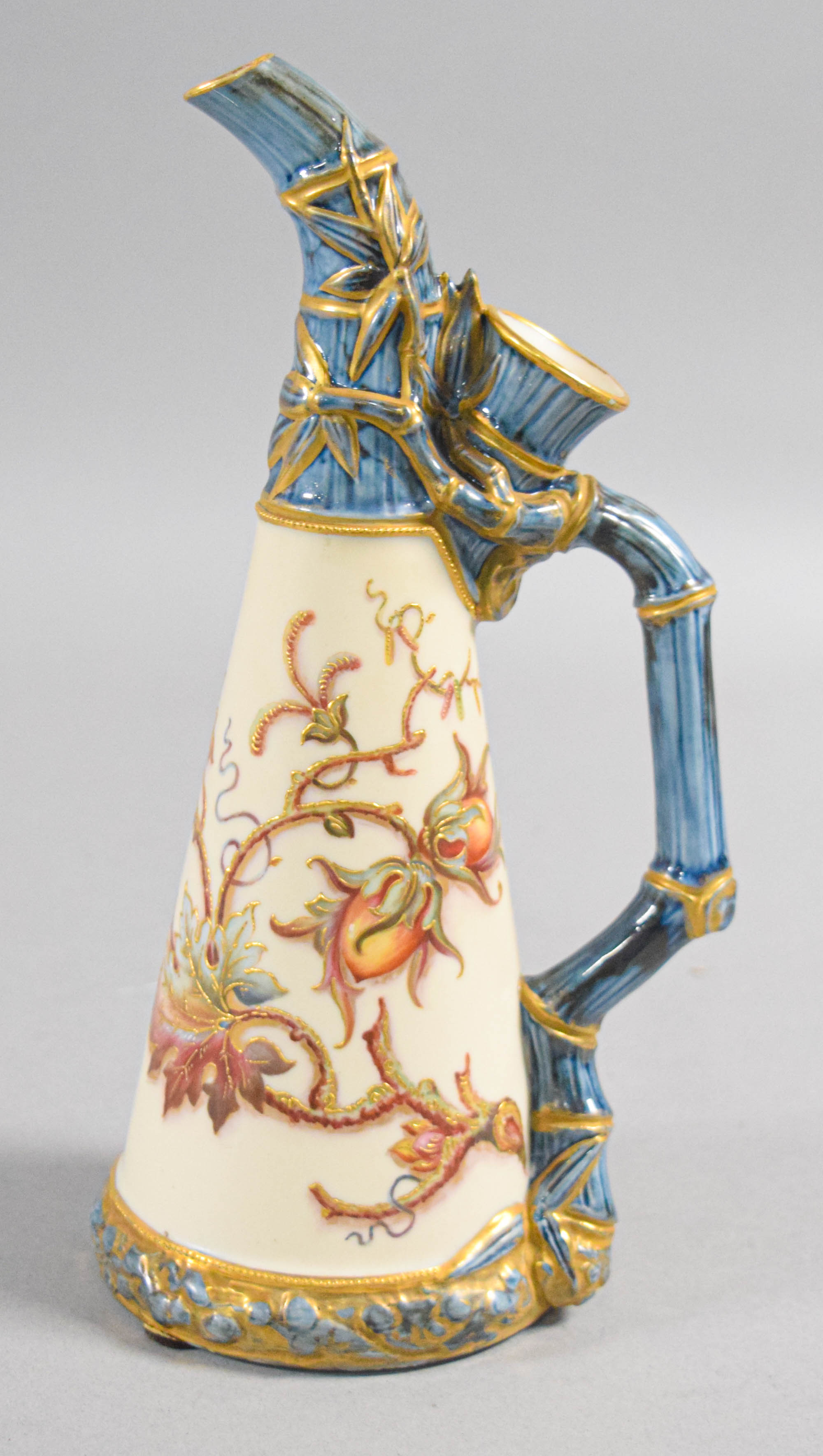 Royal Worcester Aesthetic Movement Porcelain Bamboo Ewer Shape 1333