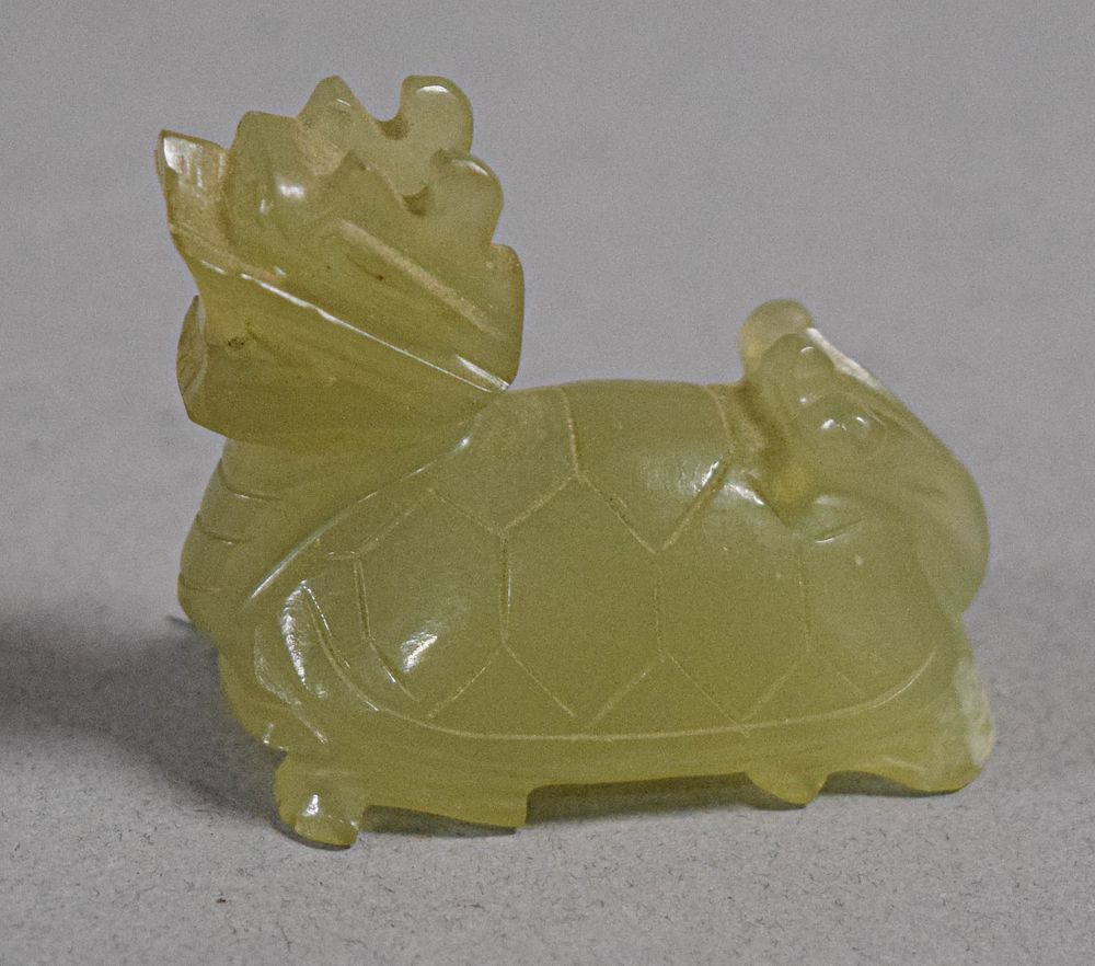 Lot 176: Carved Pale Jade Dragon Turtle Figurine