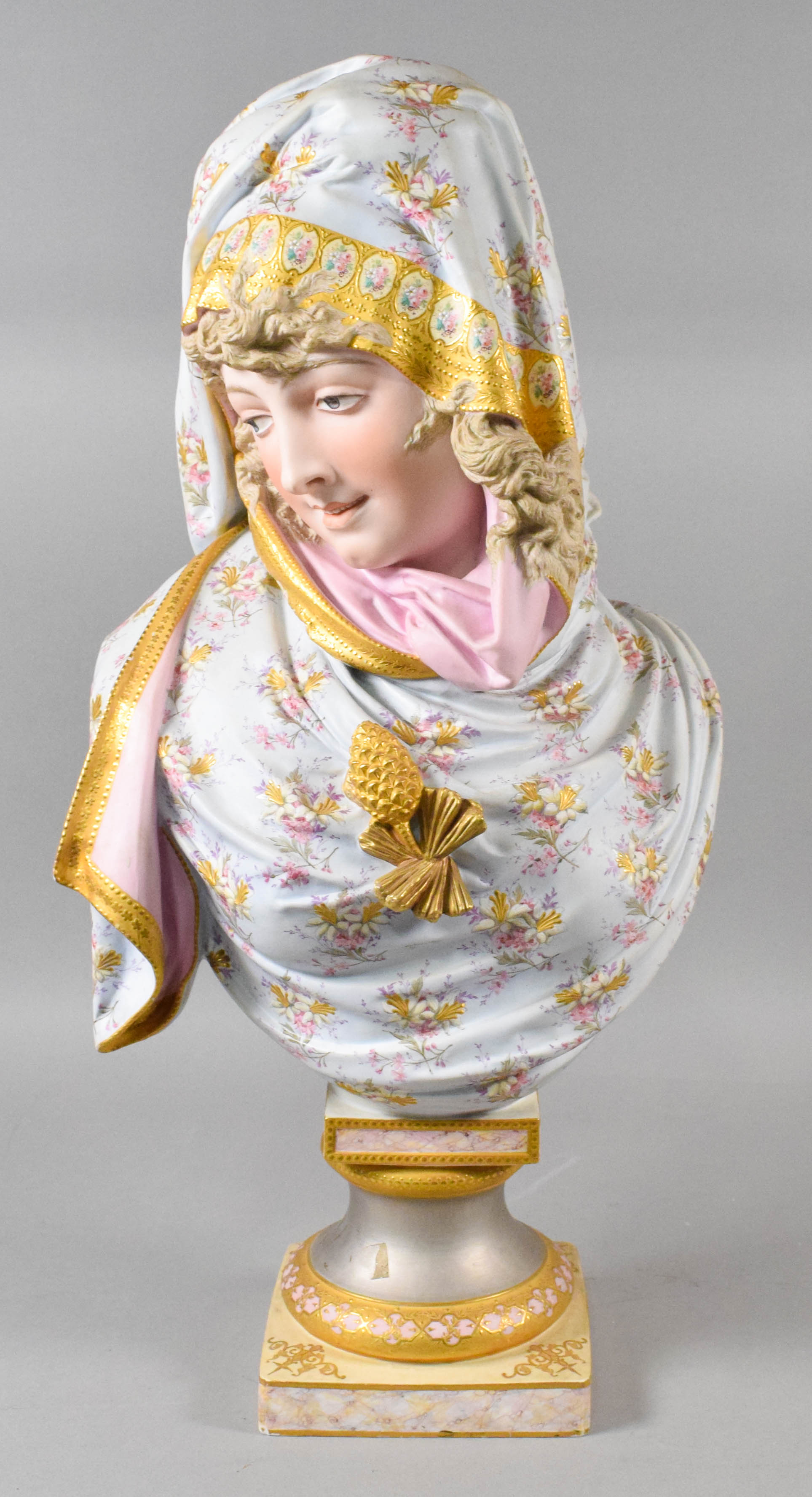 Albert Ernest Carrier-Belleuse Polychrome Bisque Porcelain Bust