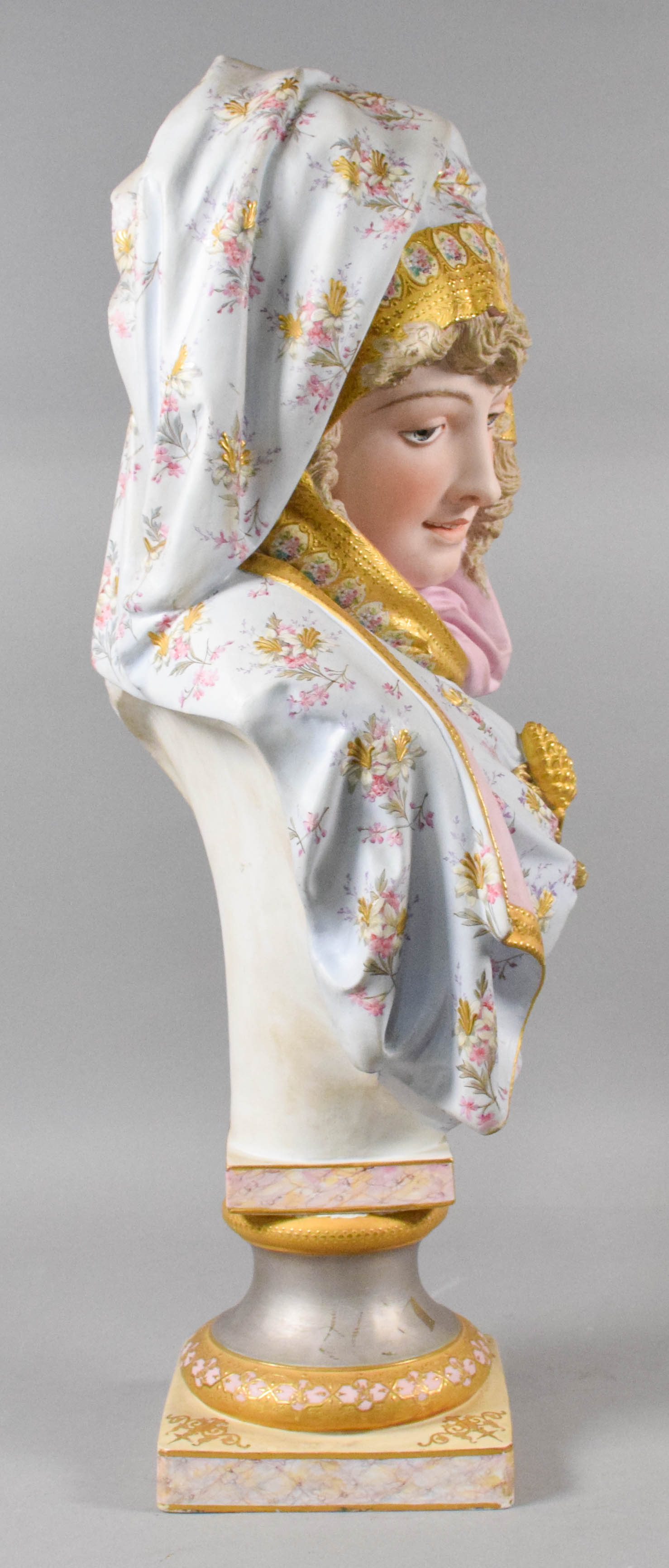 Albert Ernest Carrier-Belleuse Polychrome Bisque Porcelain Bust