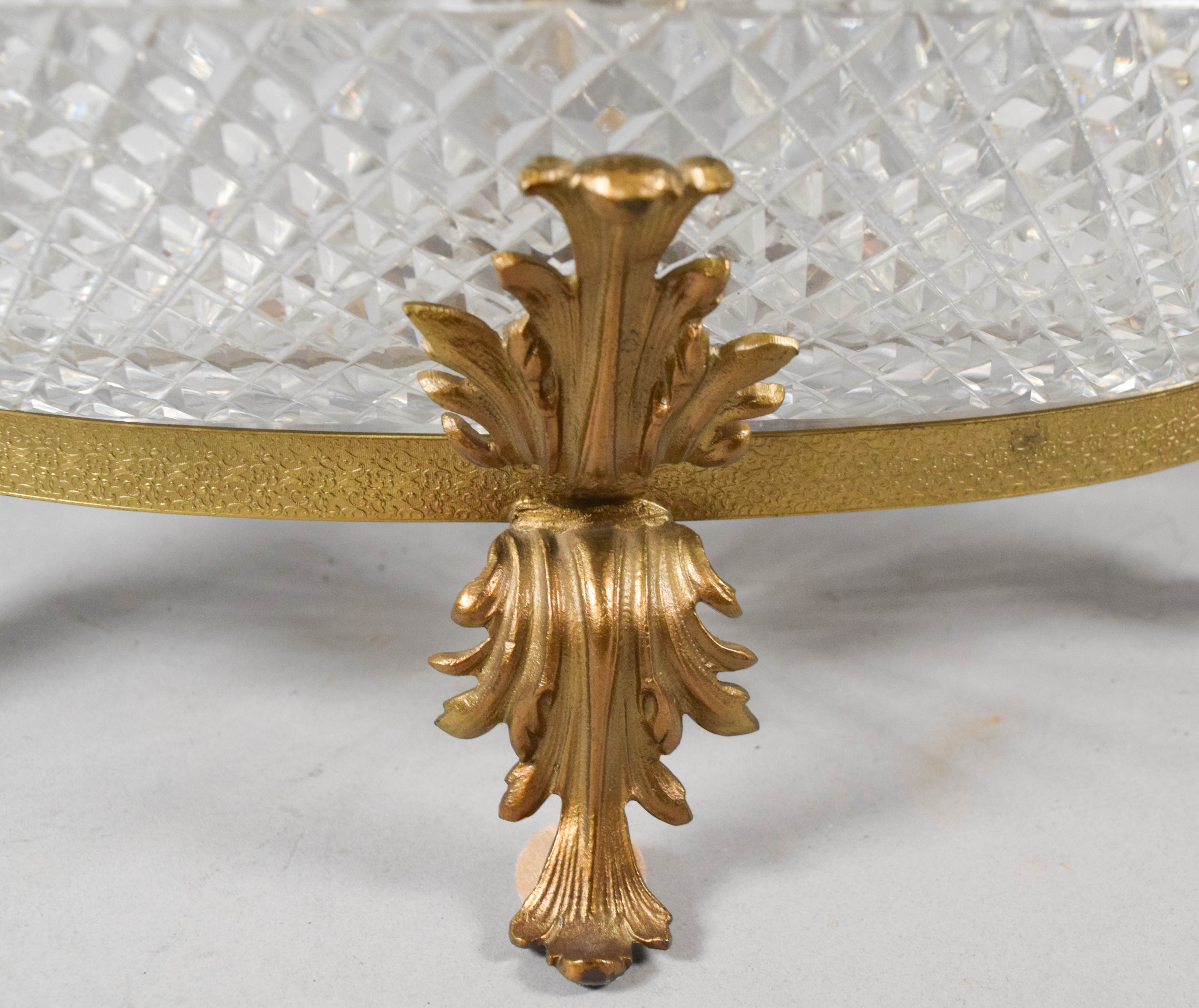 Neoclassical Style Ormolu Mounted Cut Crystal Swan Motif Centerpiece