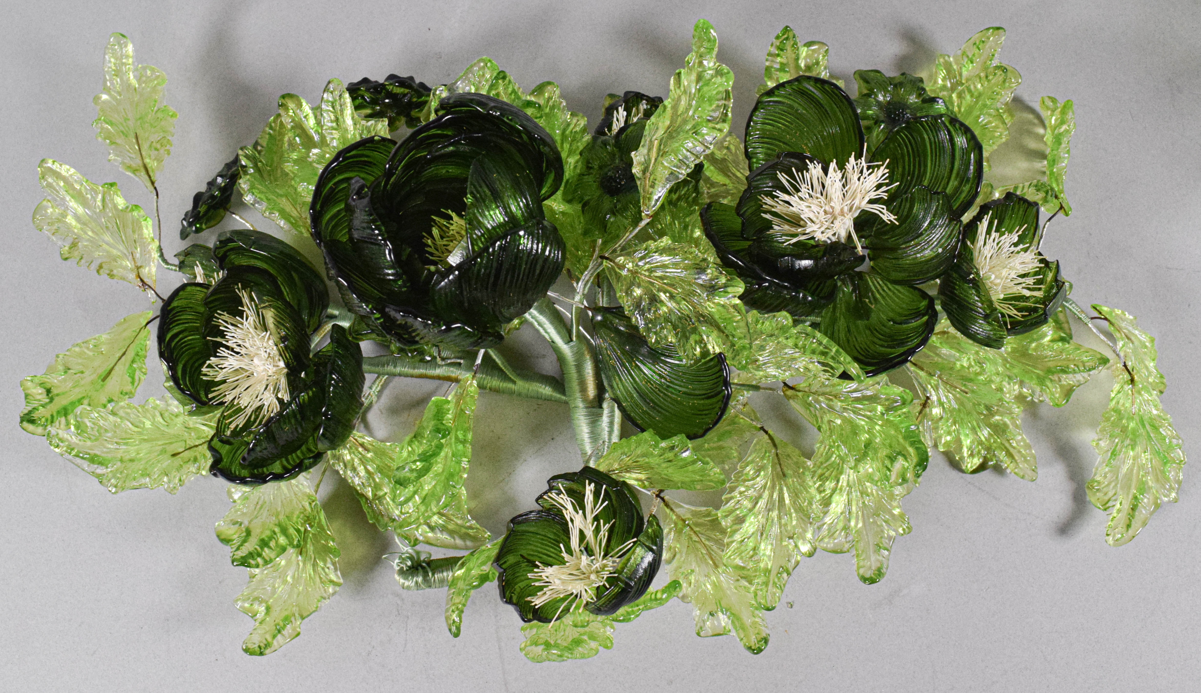 A 4-Piece Murano Style Lampworked Glass Floral Centerpiece Set
