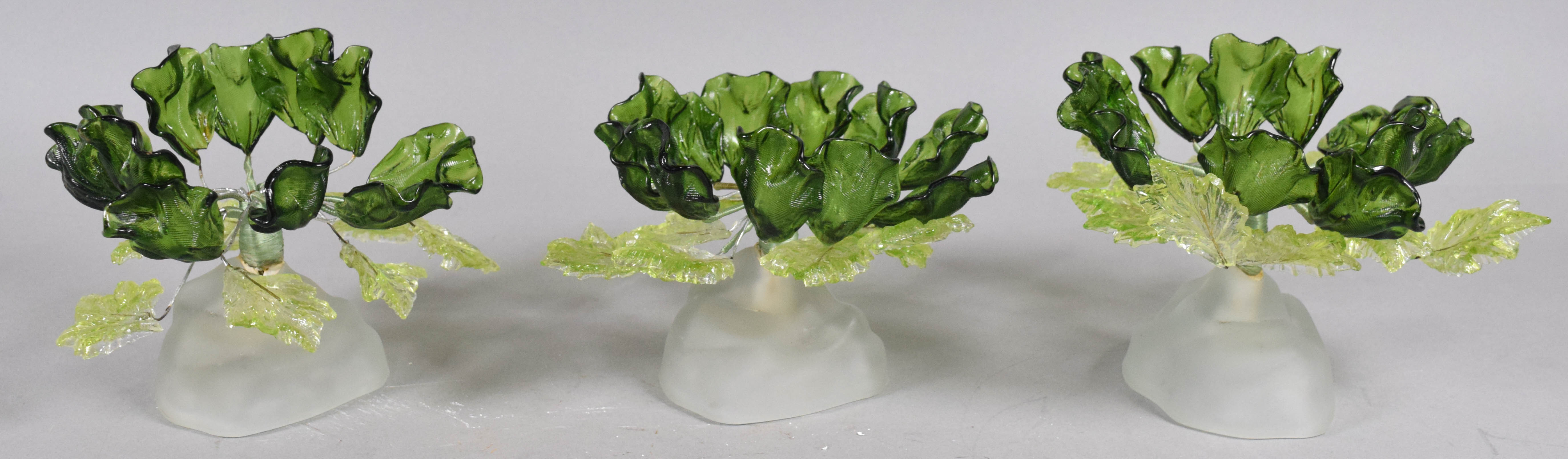 A 4-Piece Murano Style Lampworked Glass Floral Centerpiece Set