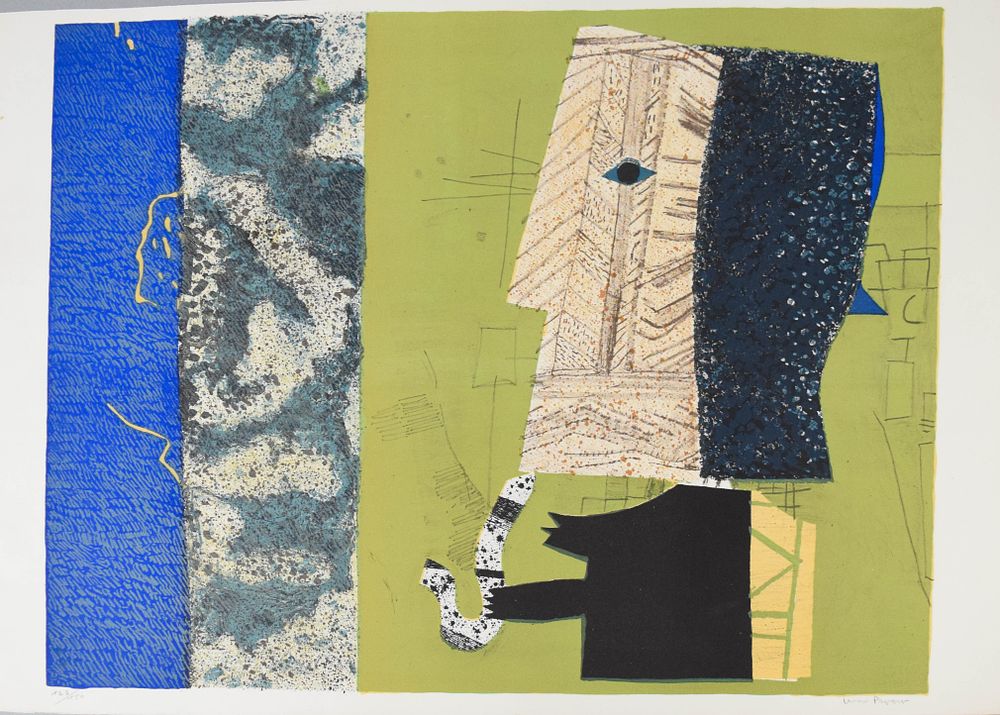 Lot 287: Max Papart Color Carborundum Etching Cubist Portrait