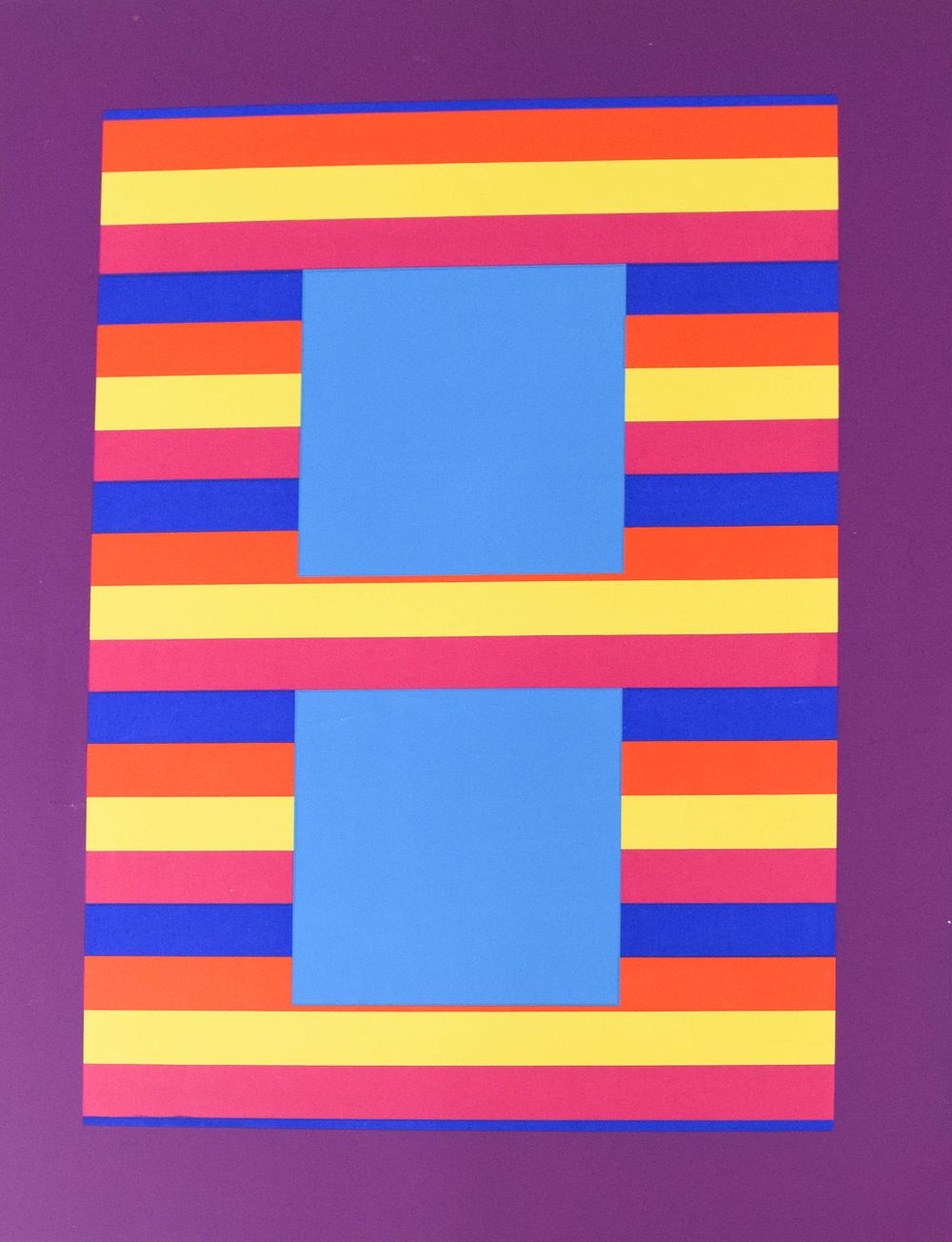 Lot 189: Earl Beauford Miller Screenprint Tone Poem with Two Blue Squares, 1973