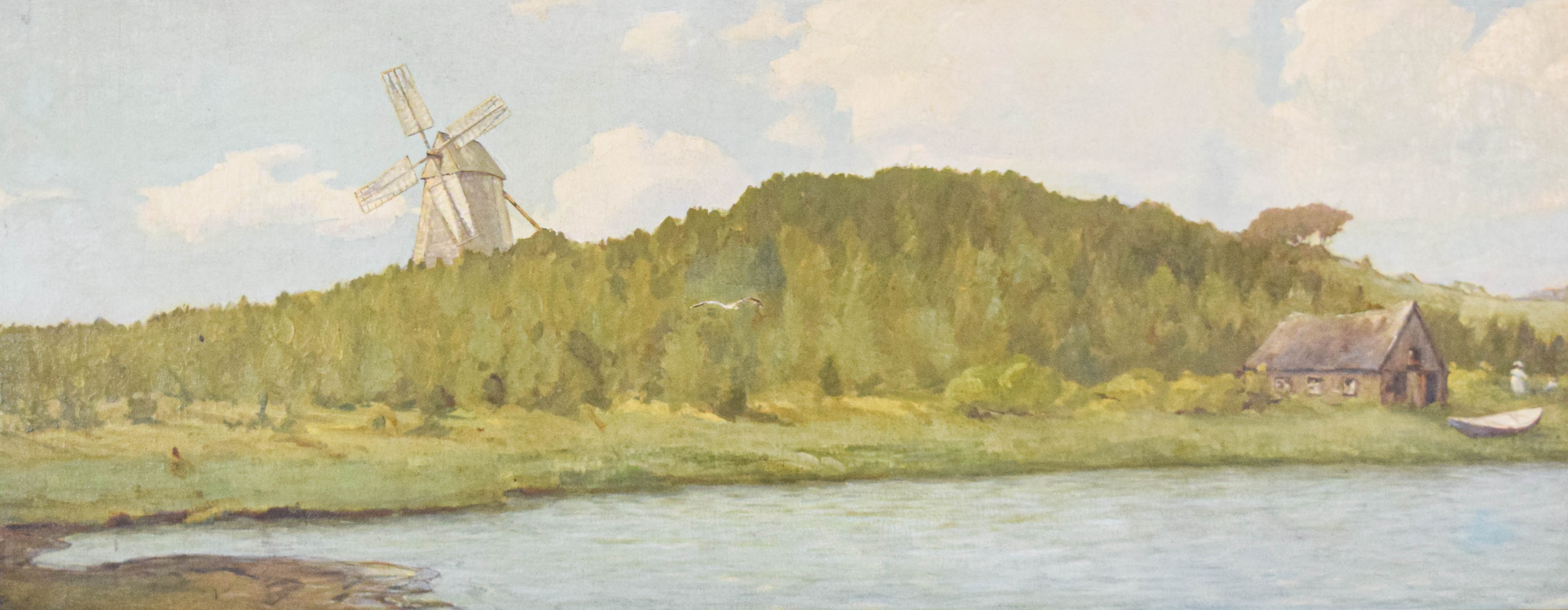 Signed A.H.C. Oil on Canvas Large-Scale Dutch Landscape