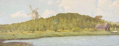 Signed A.H.C. Oil on Canvas Large-Scale Dutch Landscape. Large-format oil on canvas, Dutch 