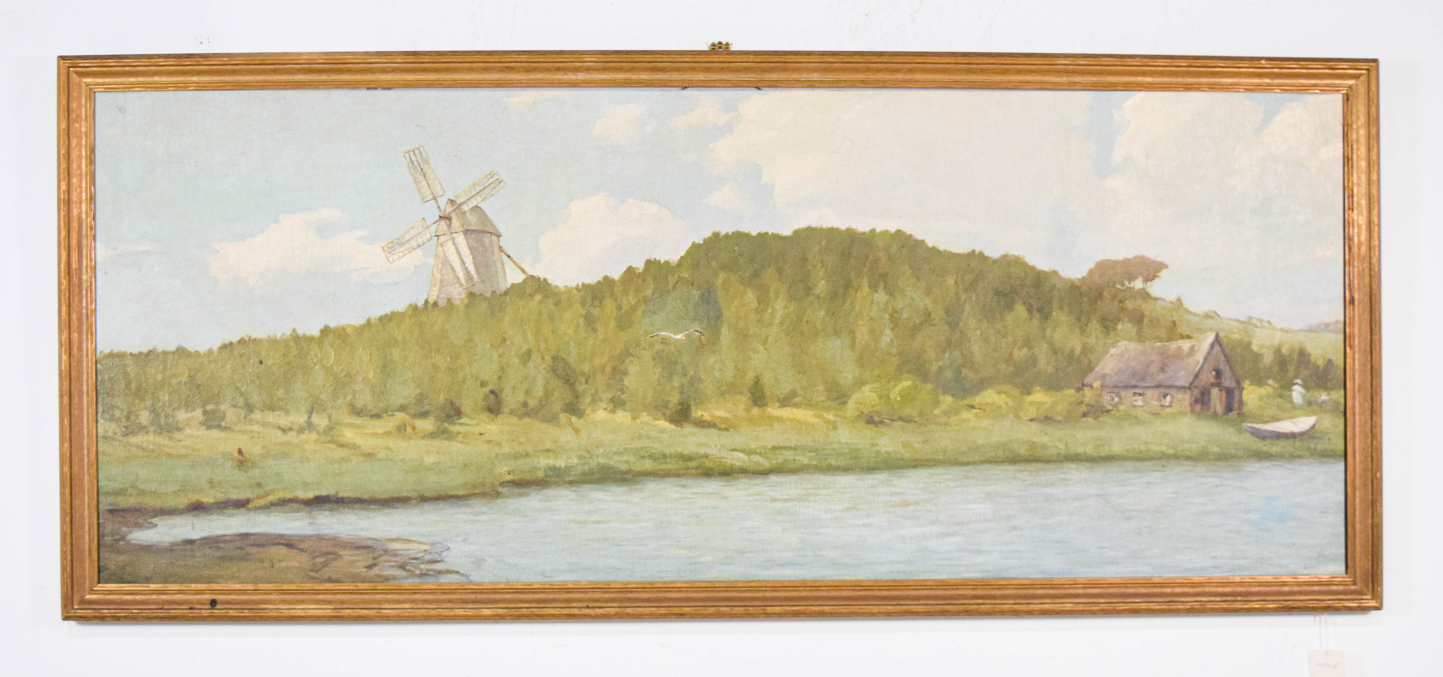 Signed A.H.C. Oil on Canvas Large-Scale Dutch Landscape