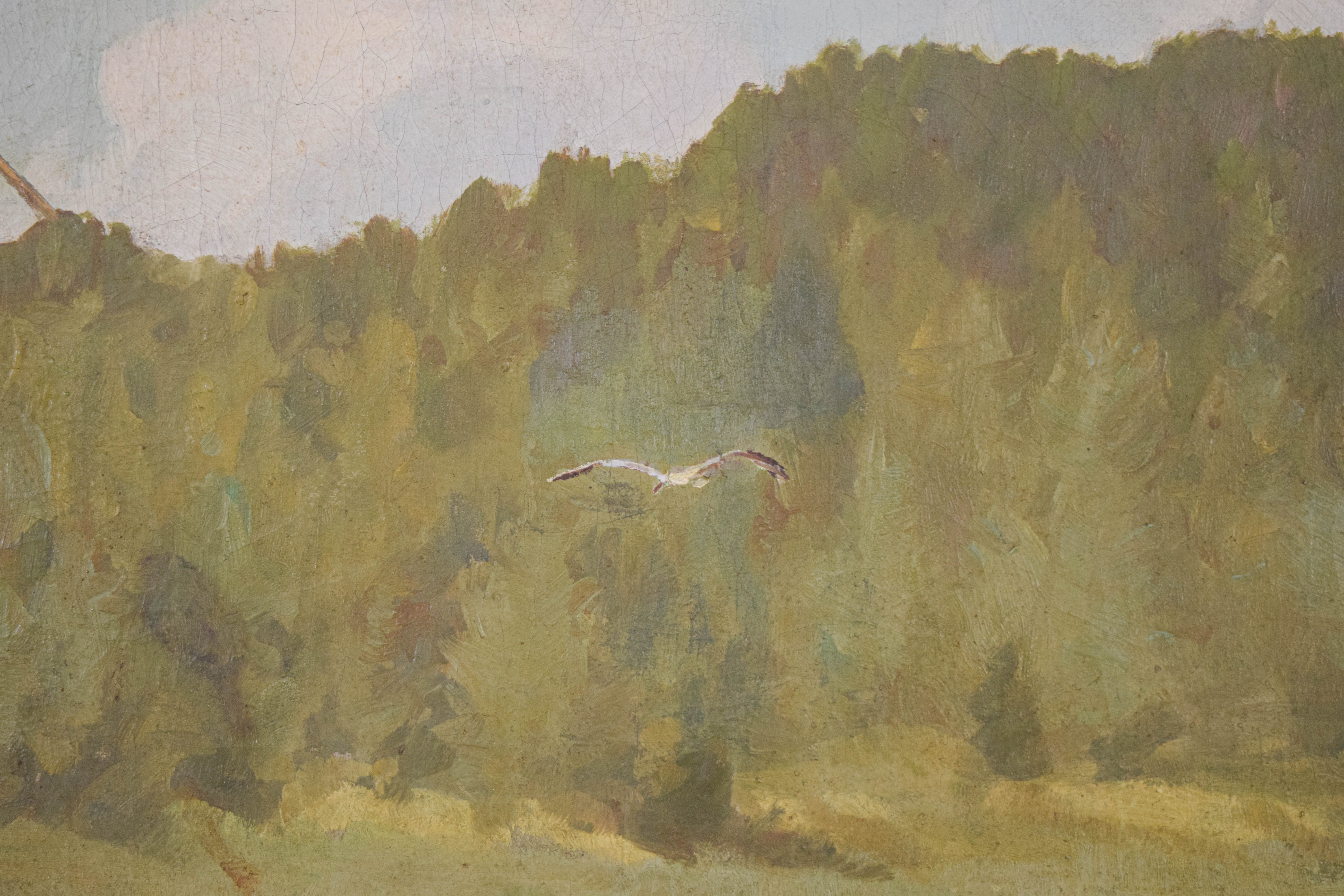 Signed A.H.C. Oil on Canvas Large-Scale Dutch Landscape
