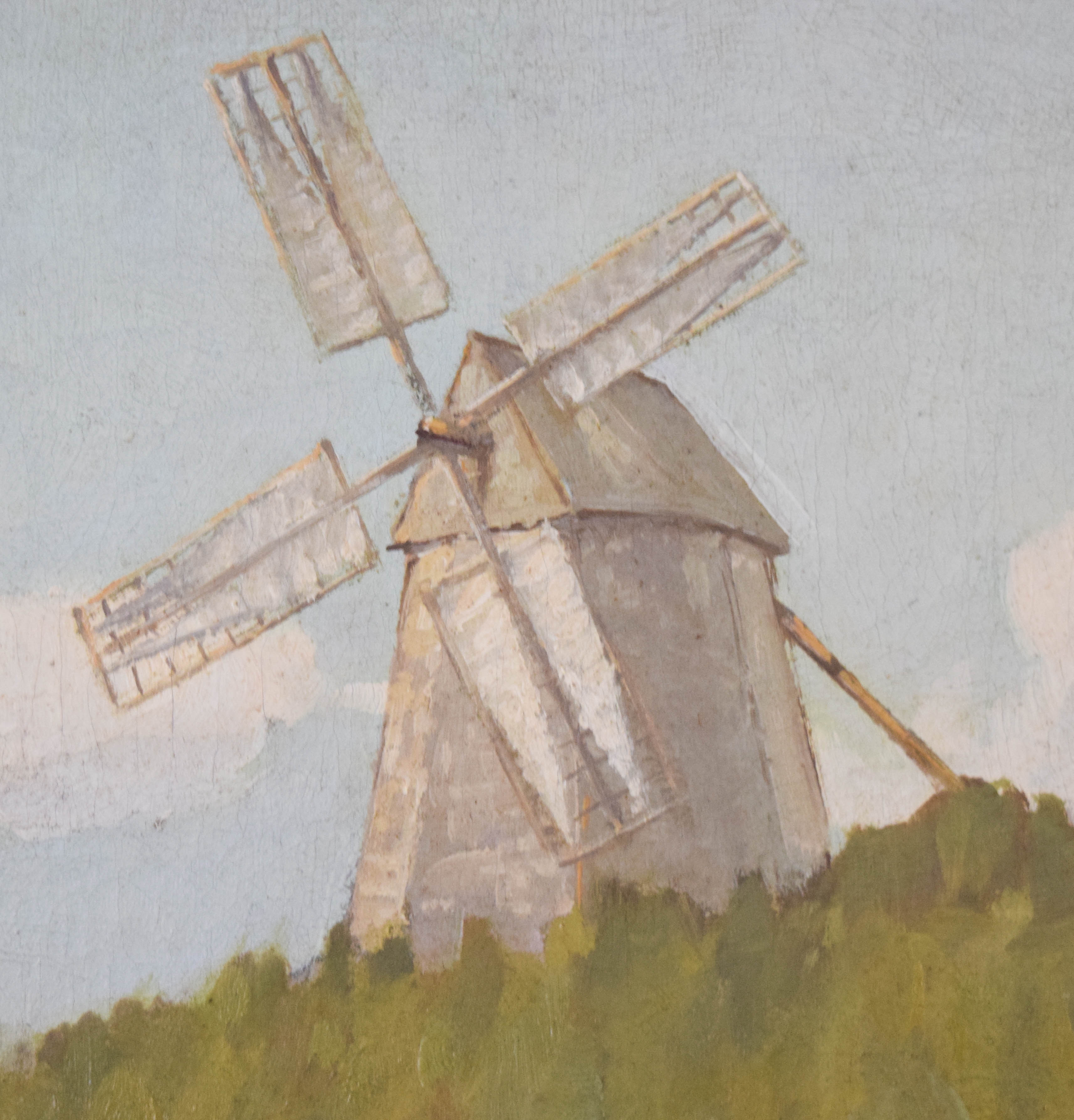 Signed A.H.C. Oil on Canvas Large-Scale Dutch Landscape