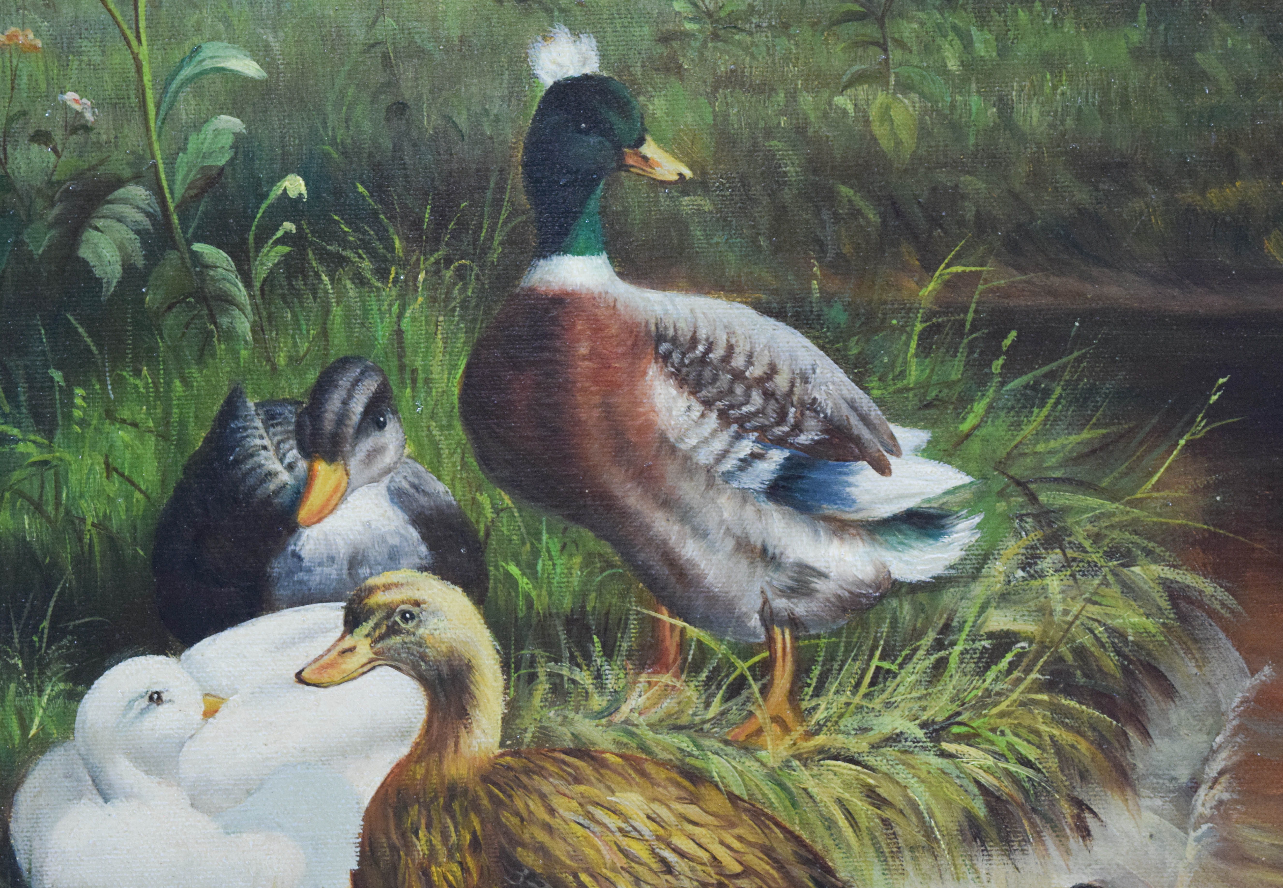 Martin Voss Oil on Canvas Ducks in a Landscape