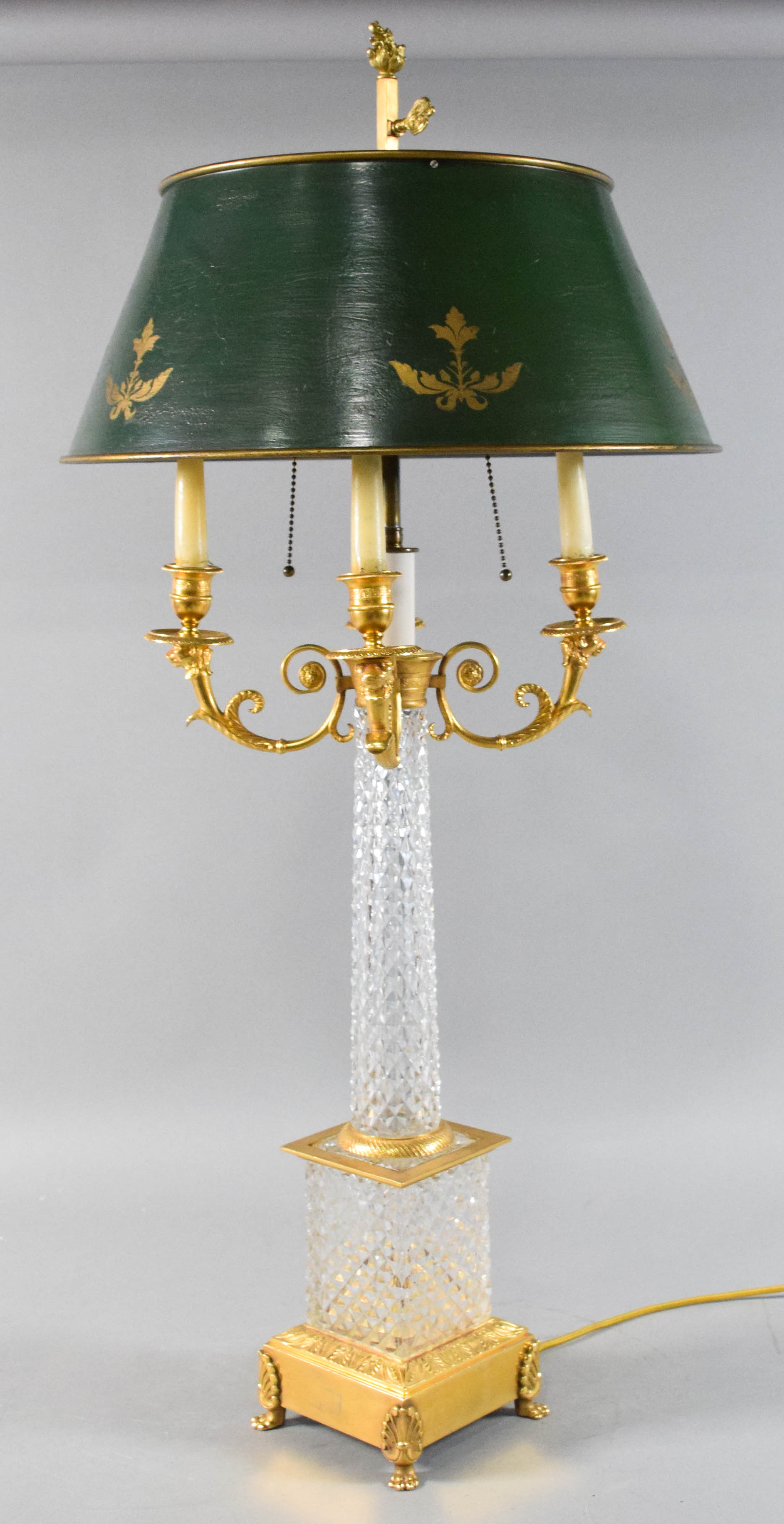 Neoclassical Style Cut Glass Bouillotte Table Lamp