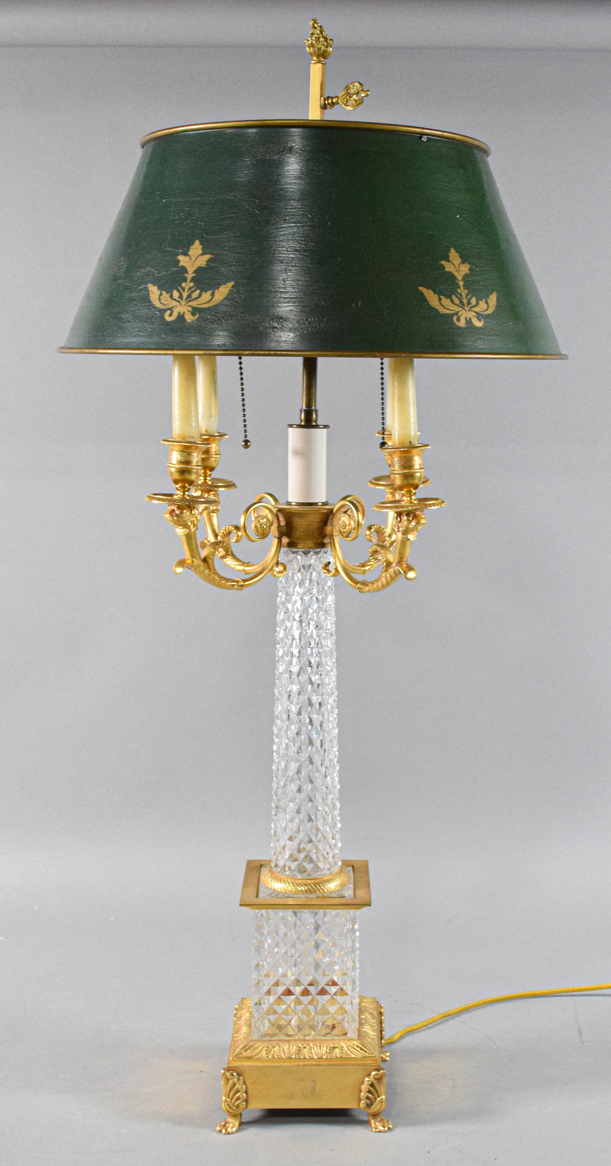 Neoclassical Style Cut Glass Bouillotte Table Lamp