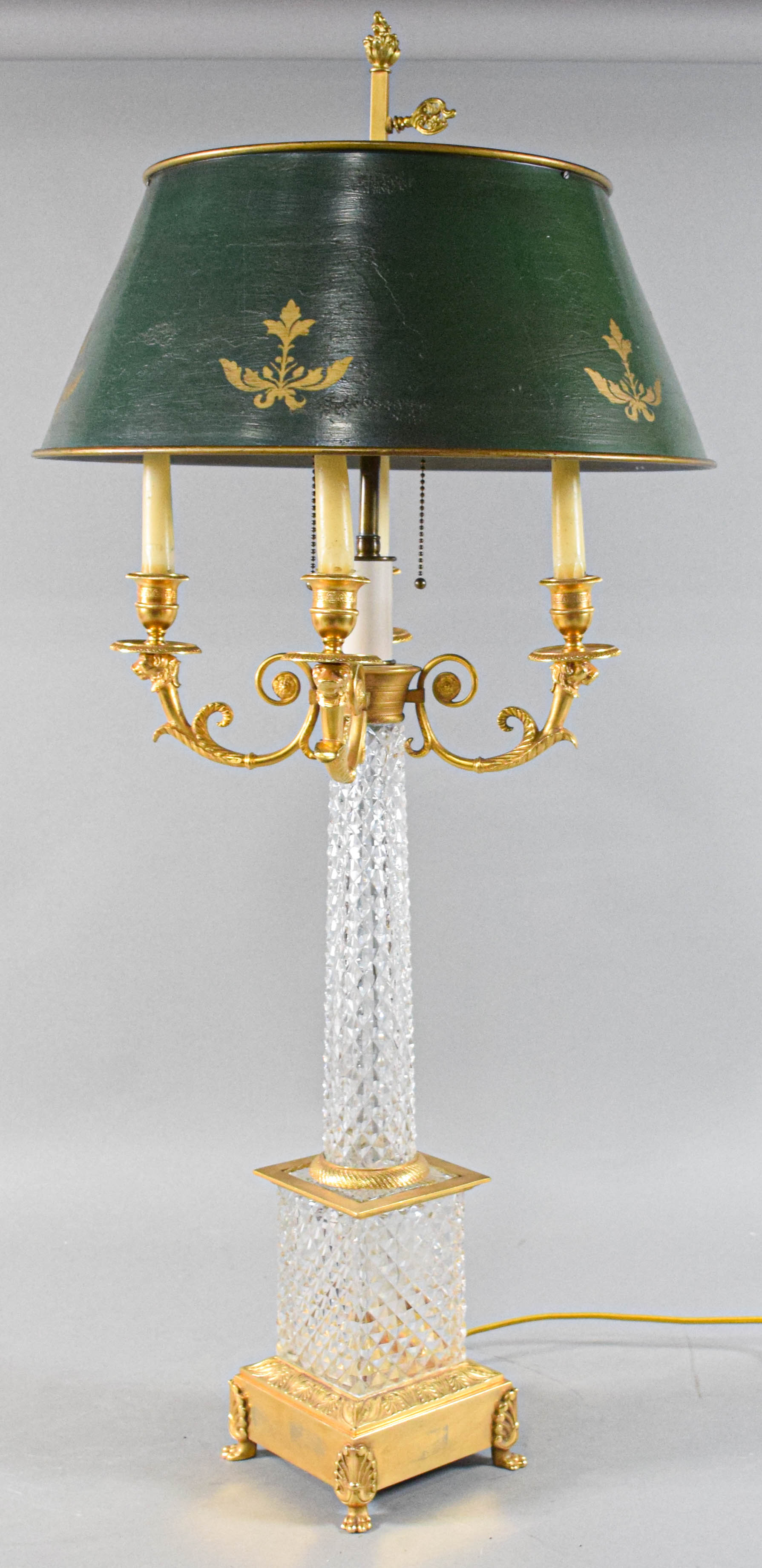 Neoclassical Style Cut Glass Bouillotte Table Lamp